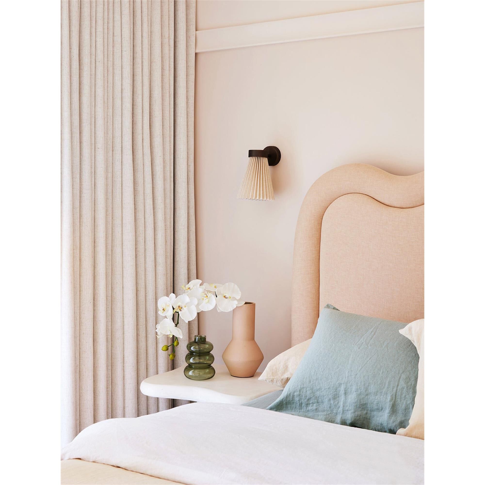 Shown in Bronze and Natural finish and Natural Linen shade