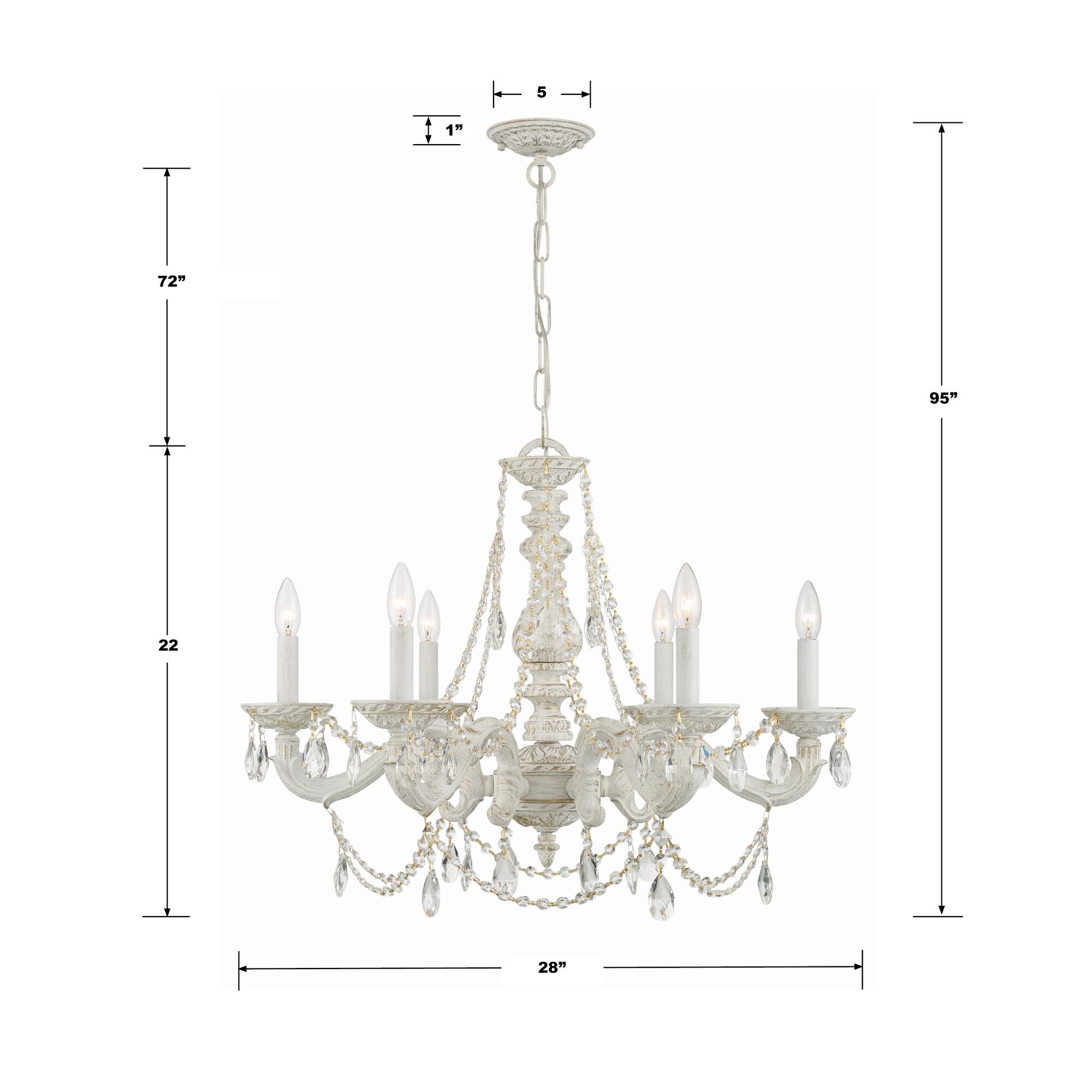 Shown in Antique White finish and Hand Cut Crystal crystal