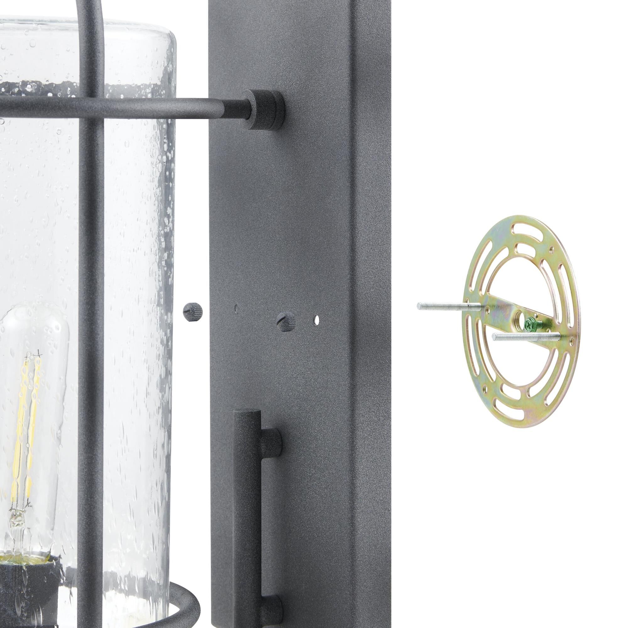 Shown in Weathered Zinc finish and Clear Seeded glass