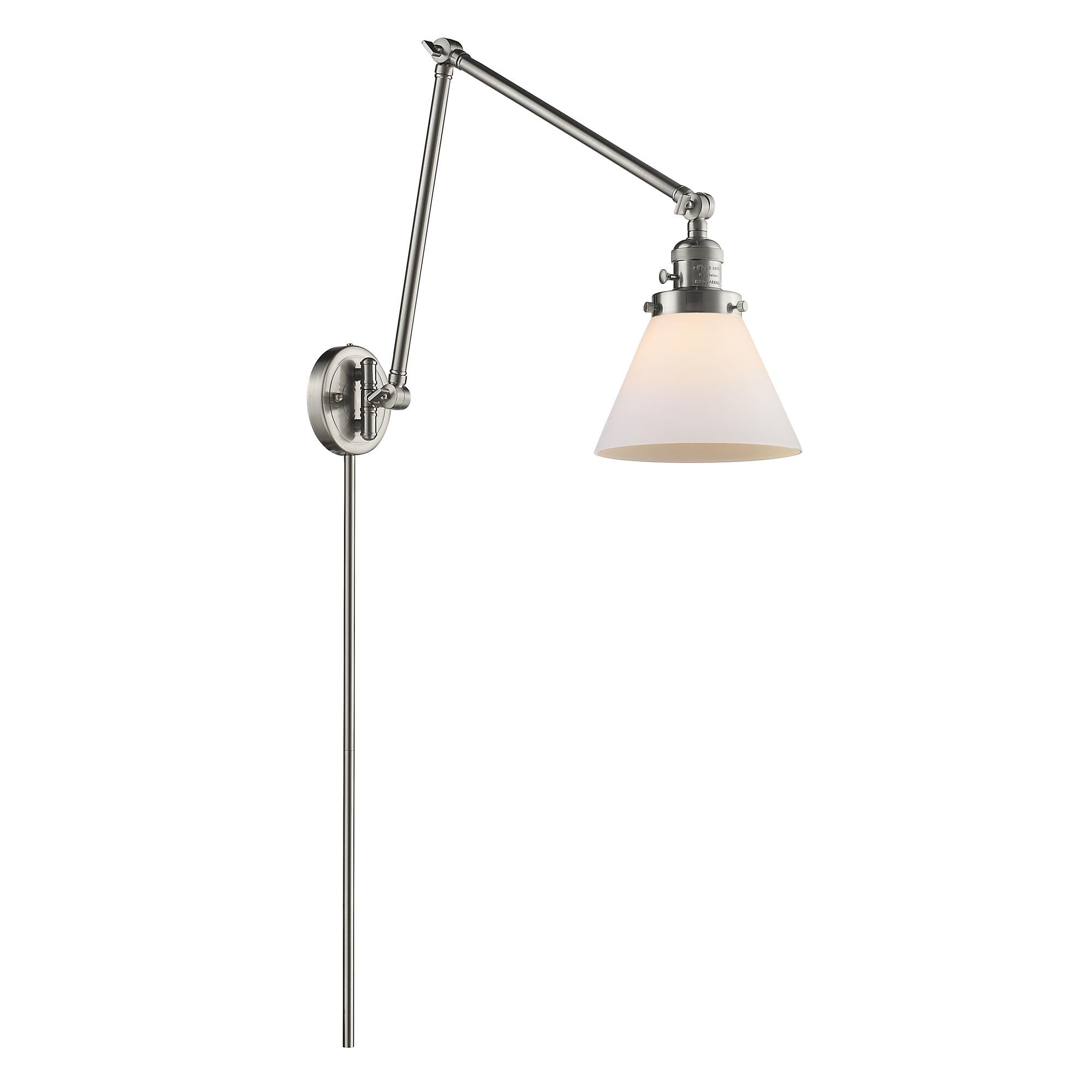 Shown in Brushed Satin Nickel finish and Matte White Cased glass