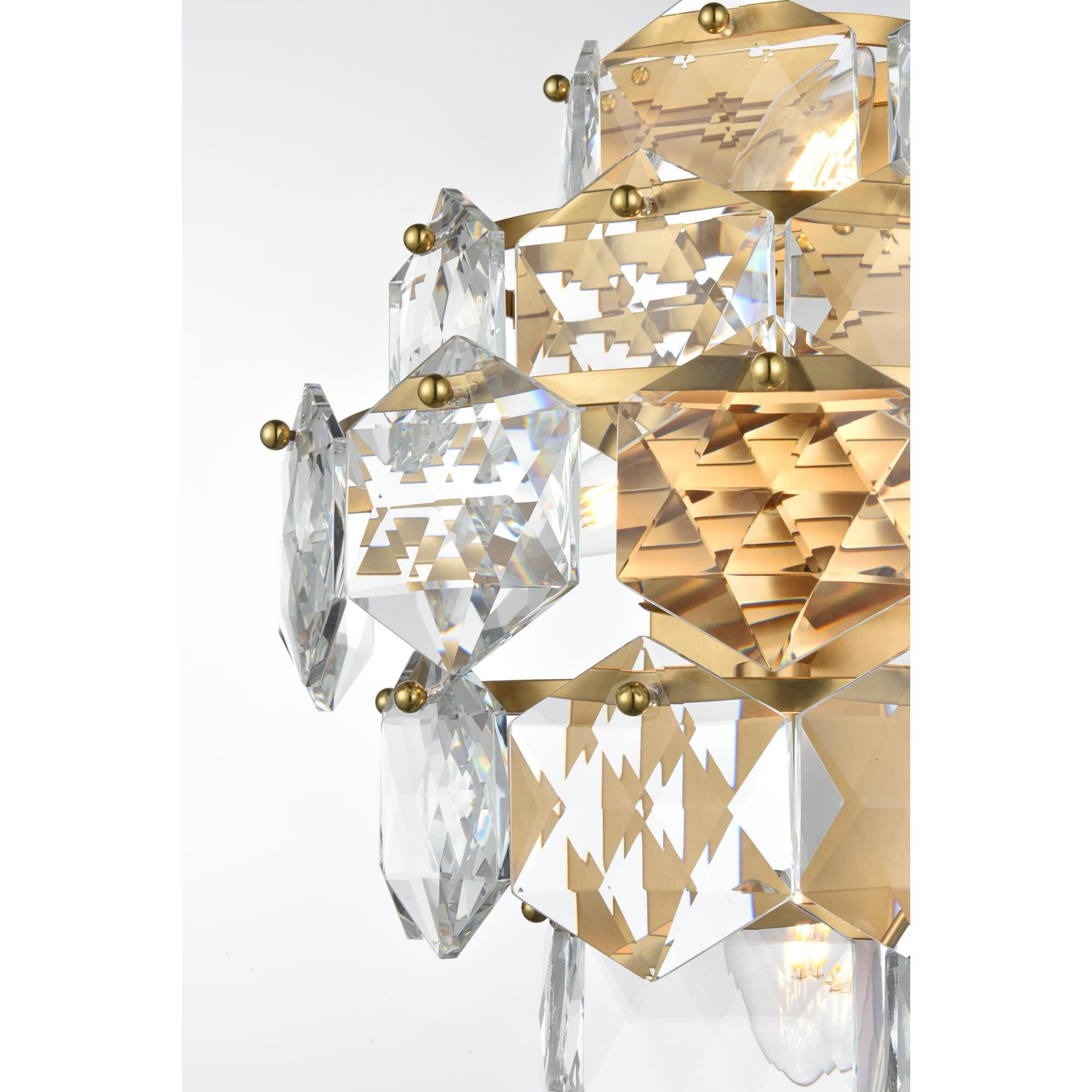 Shown in Satin Gold  finish and Rc crystal and Clear glass