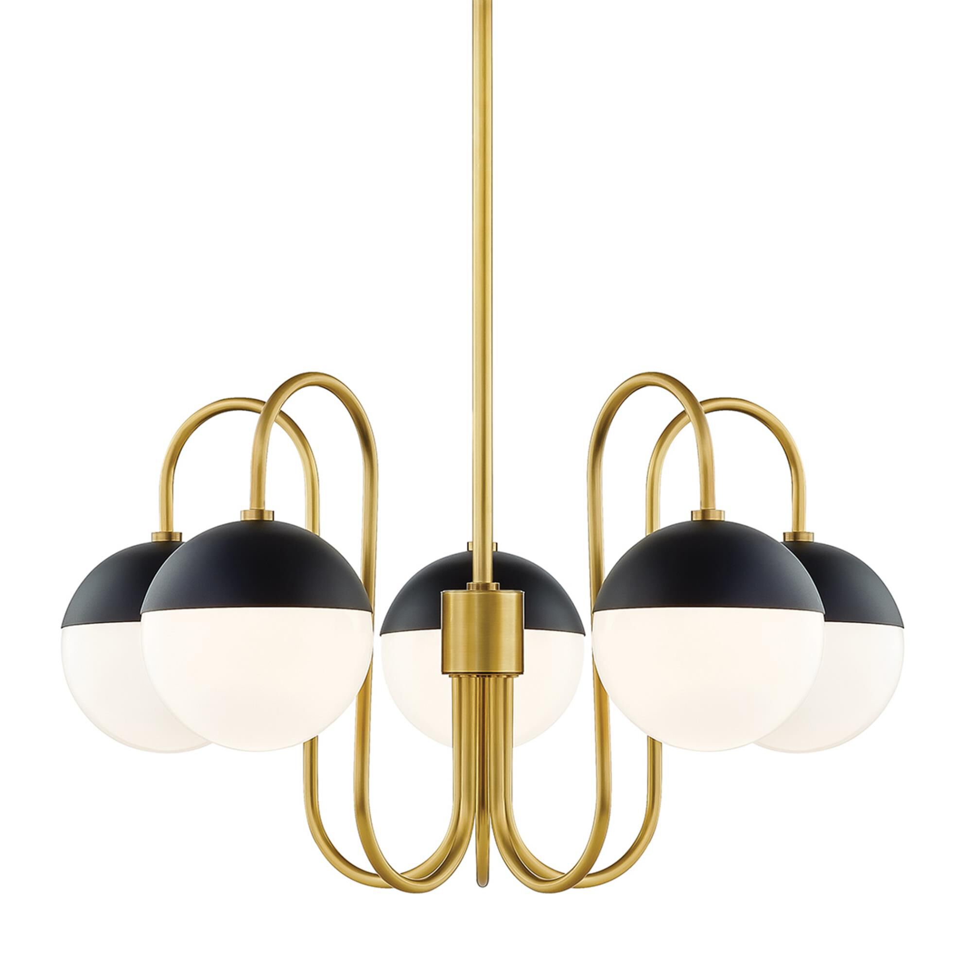 Shown in Aged Brass/Black finish and Opal Glossy glass