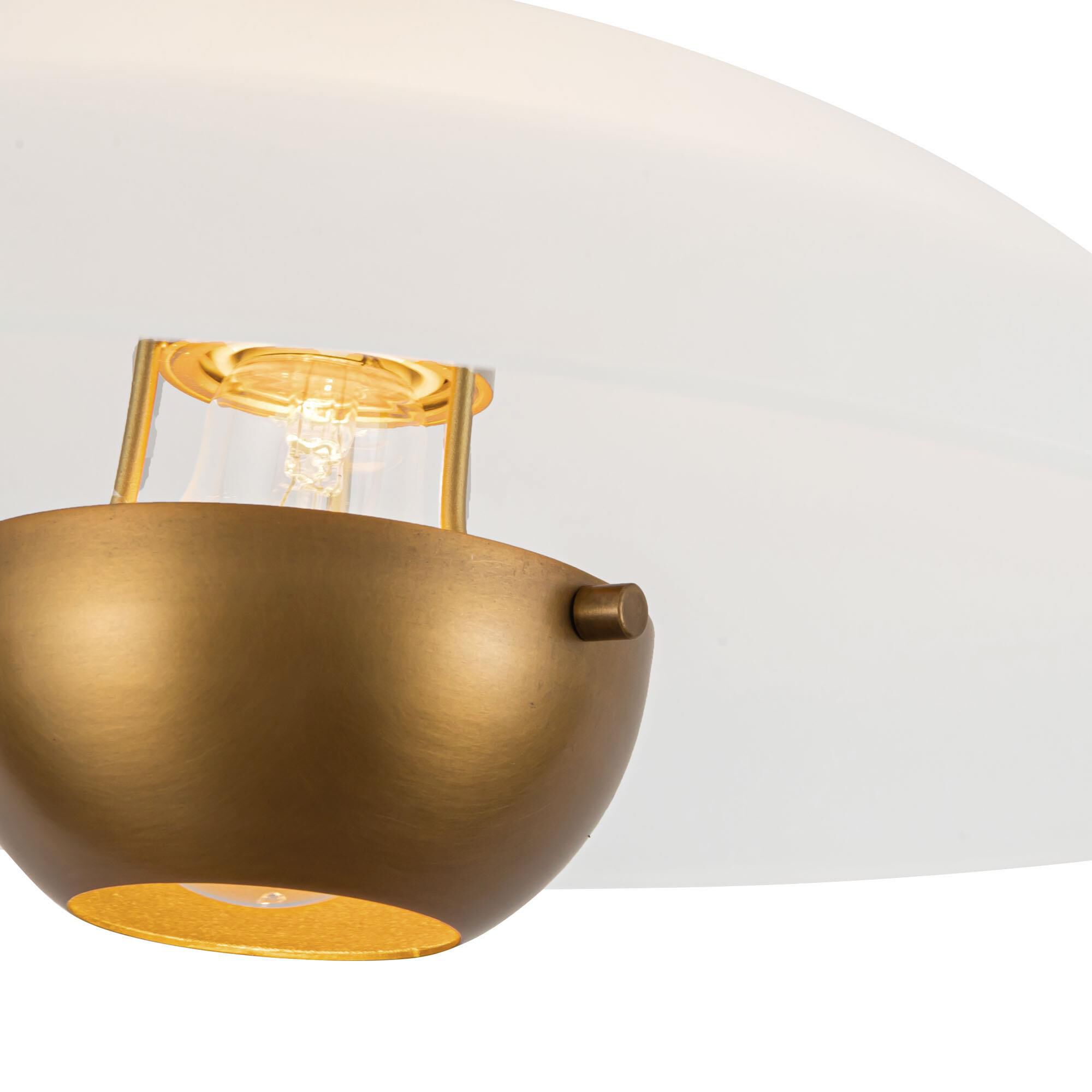Shown in Vintage Brass finish and Matte Opal Glass shade
