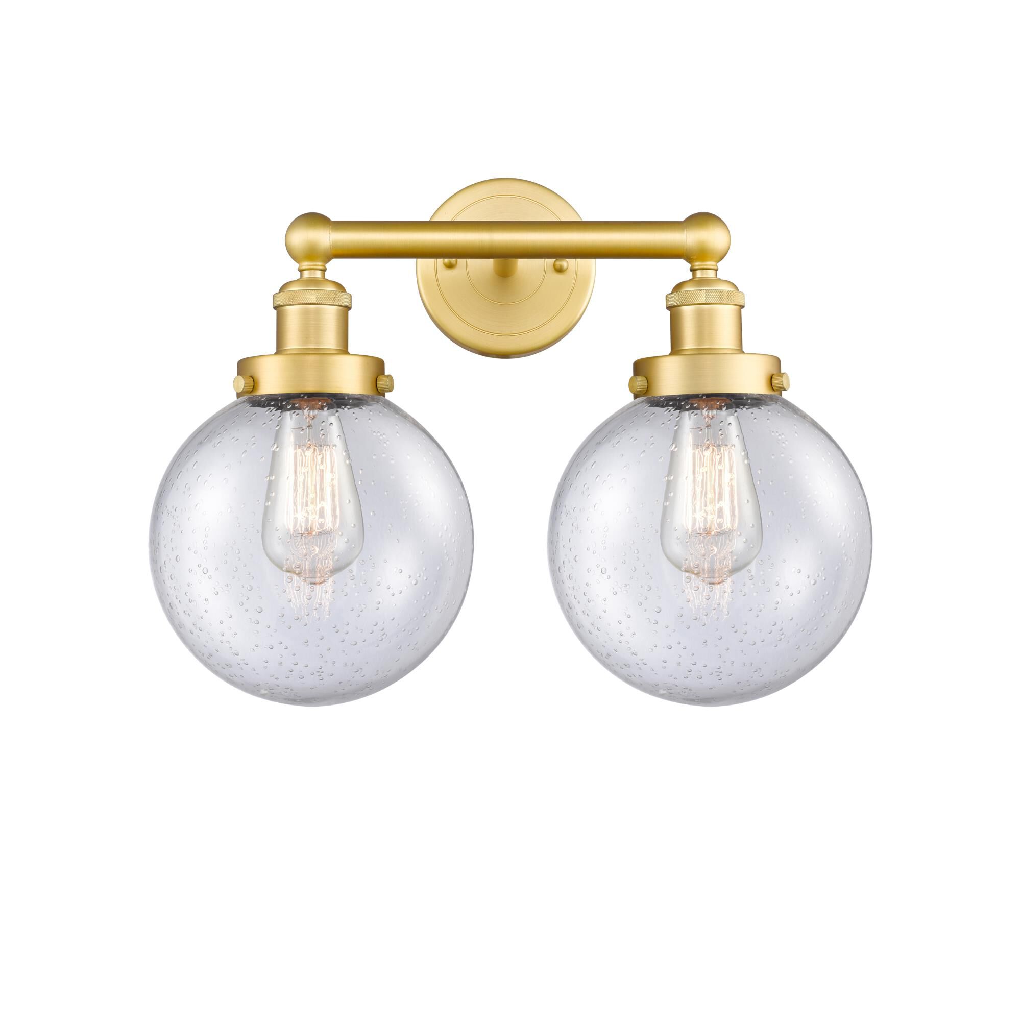 Shown in Satin Gold finish and Seedy glass