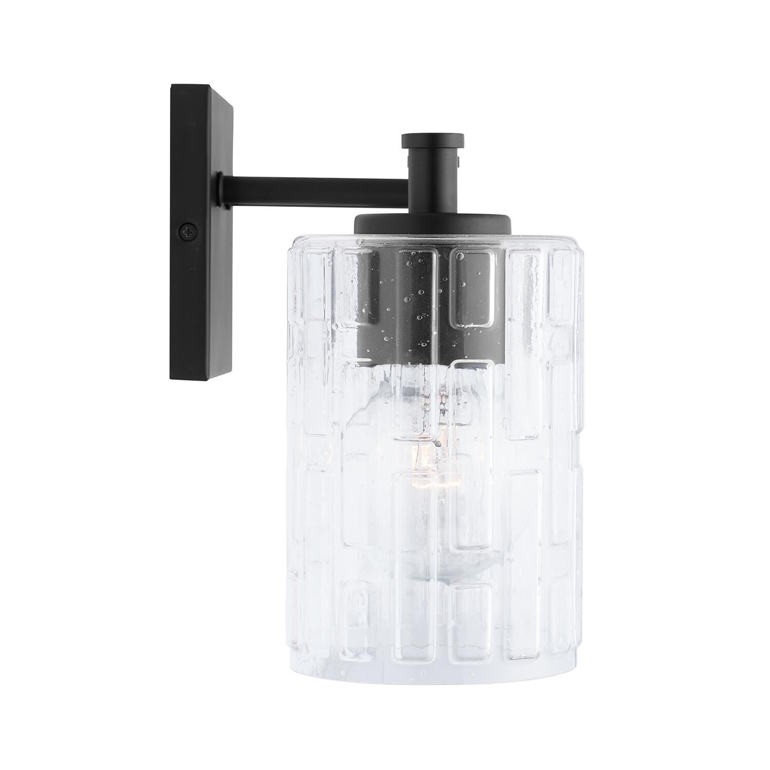 Shown in Matte Black finish and Clear Embossed glass