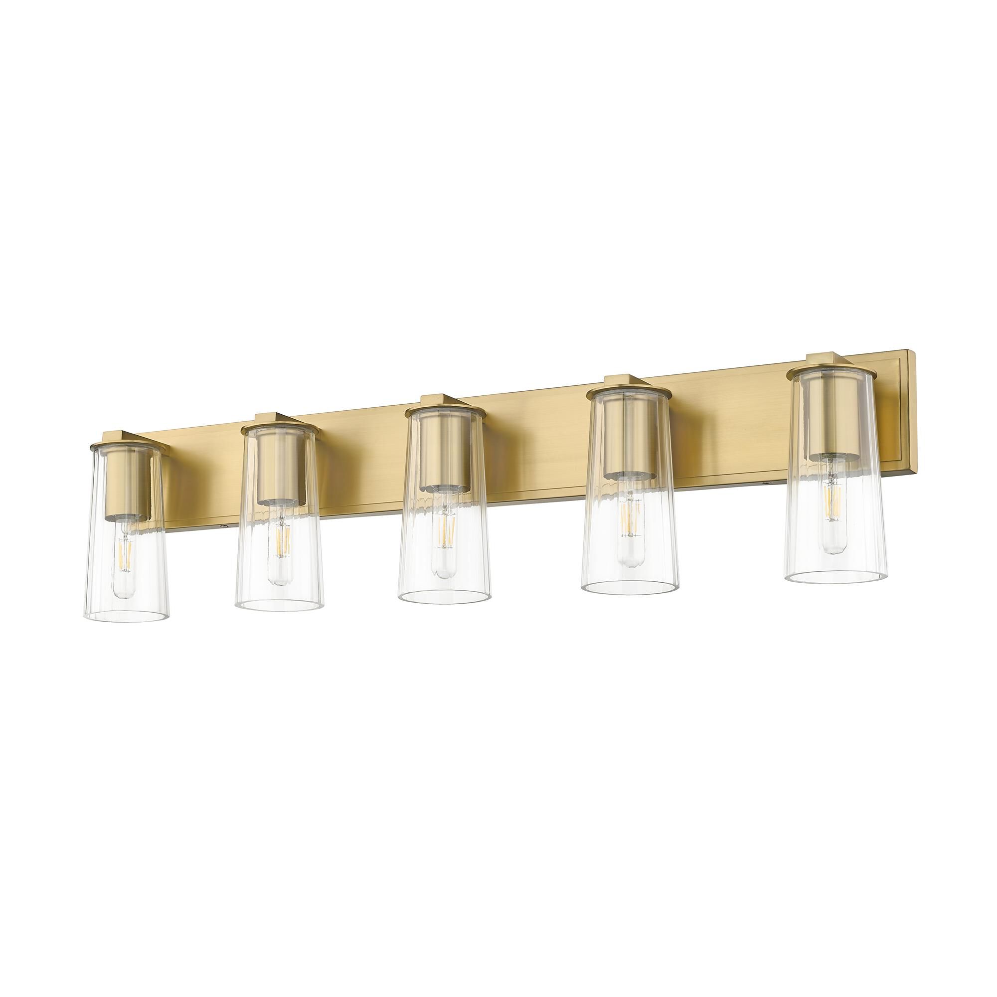 Shown in Modern Gold finish and Clear glass and Clear shade