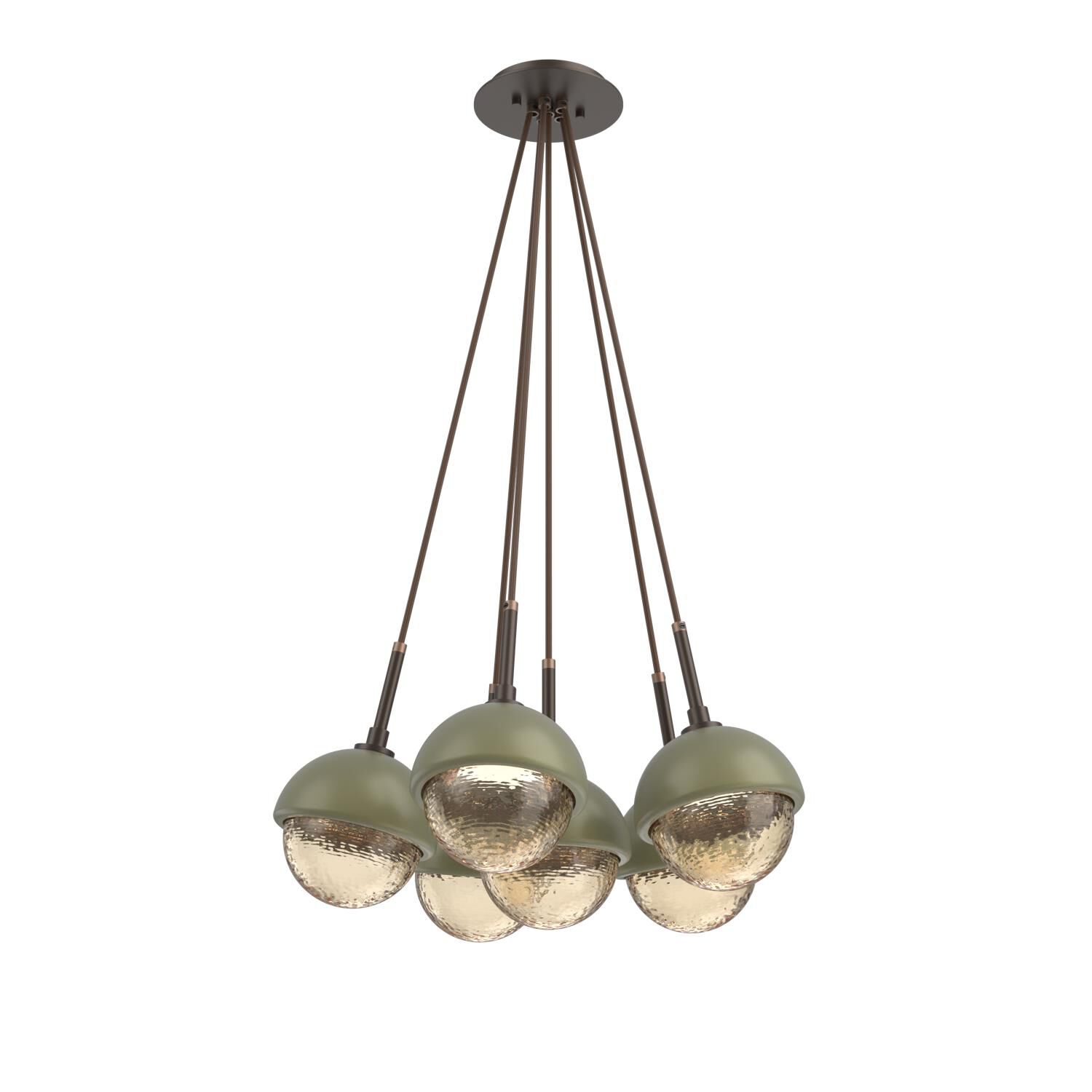 Shown in Flat Bronze finish and Amber glass and Sage Green accent