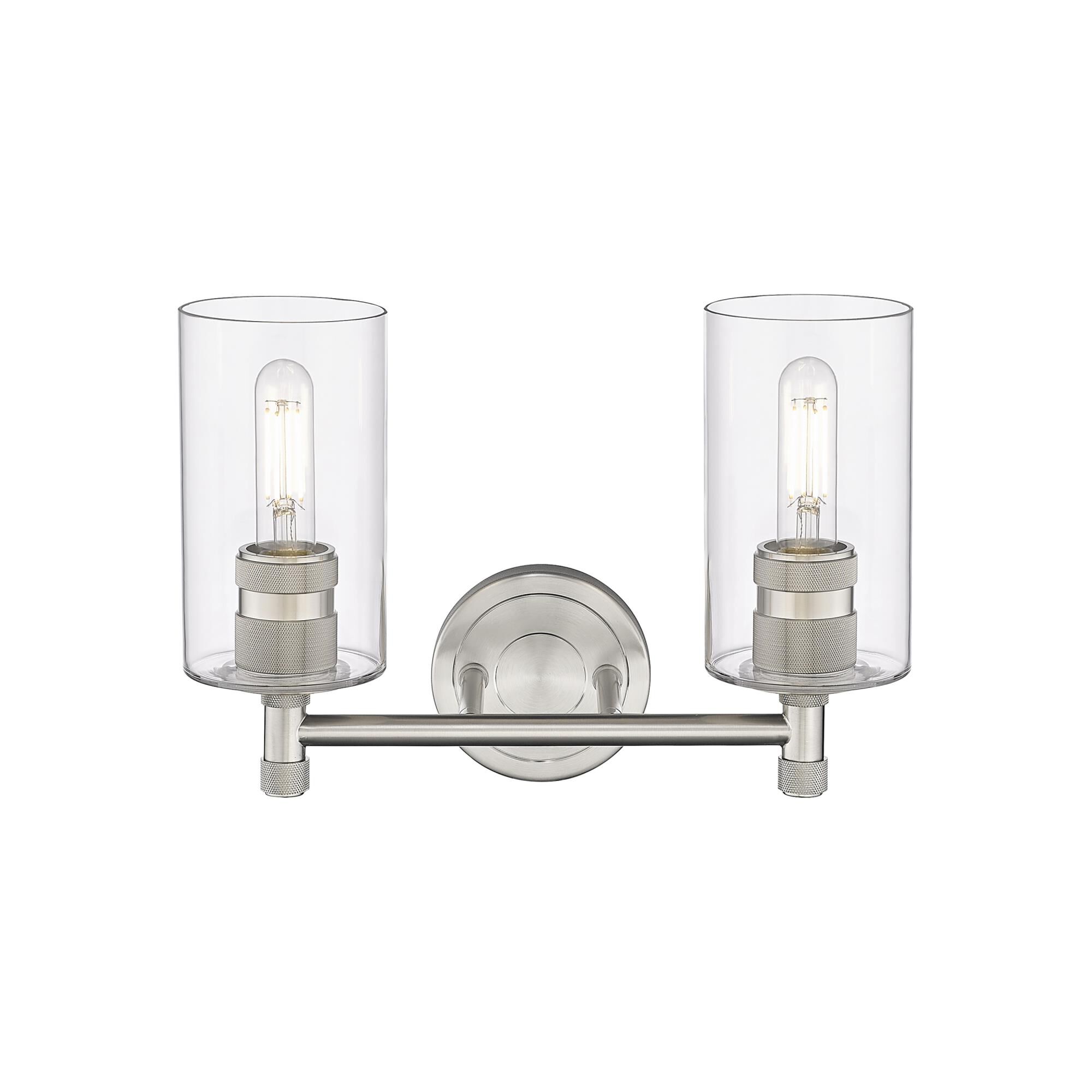 Shown in Satin Nickel finish and Clear glass