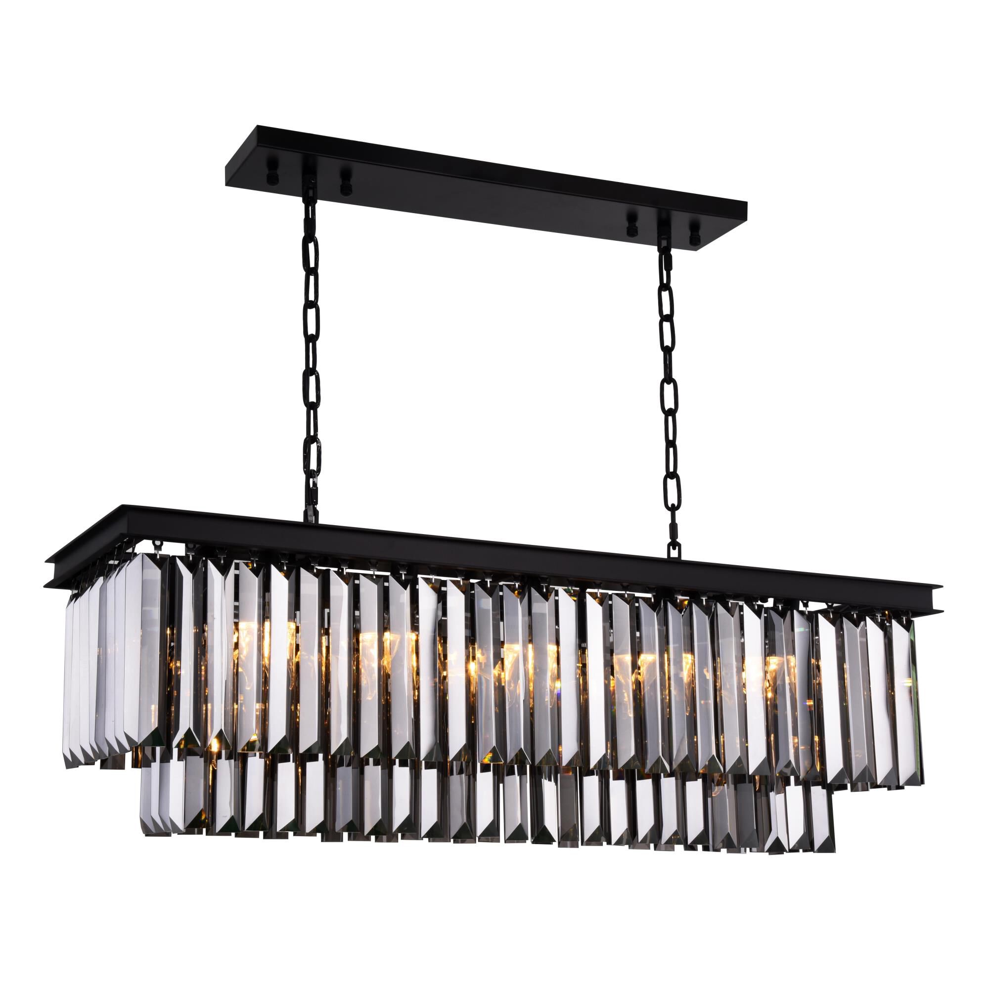 Shown in Matte Black finish and Royal Cut crystal and Silver Shade (Grey) accent