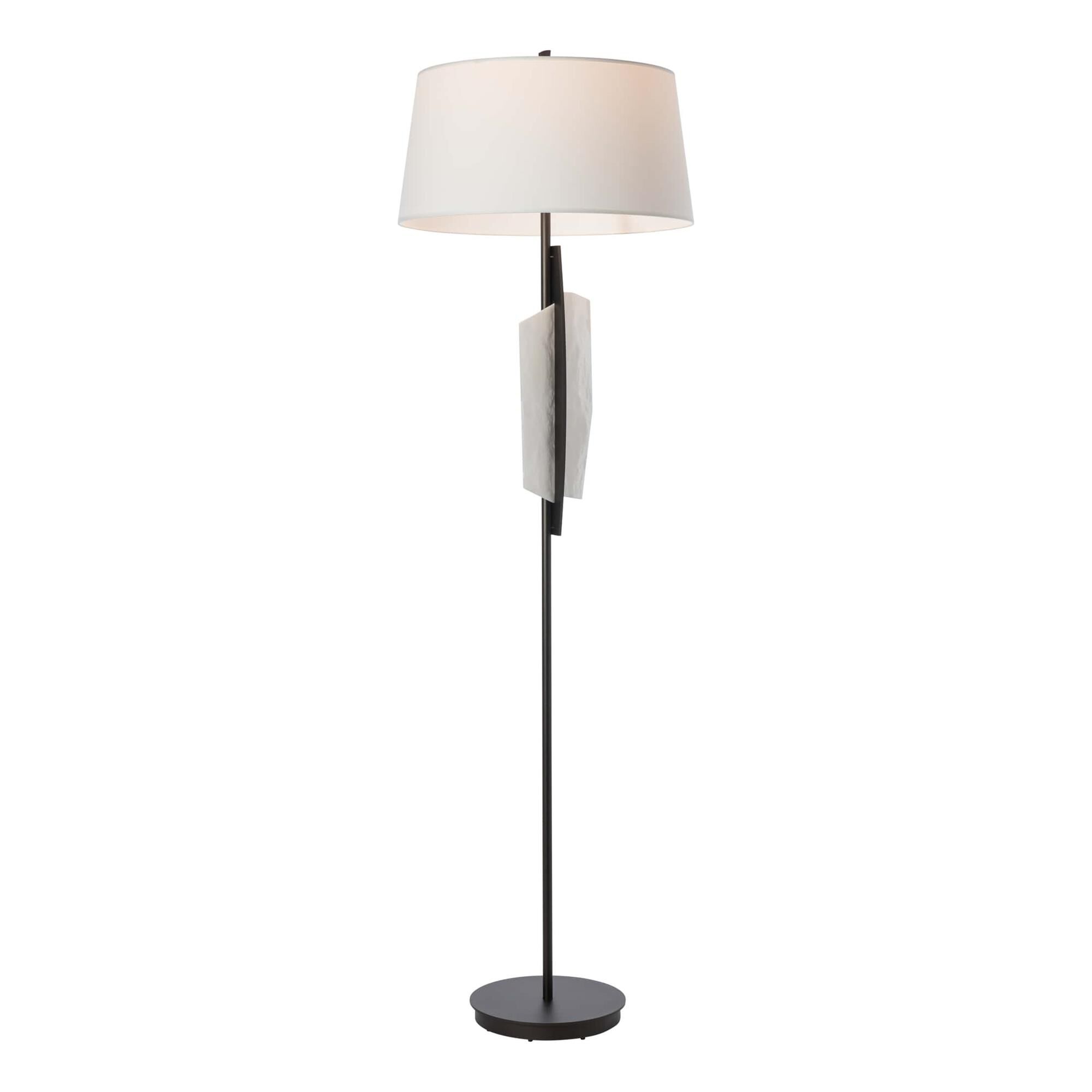 Shown in Oil Rubbed Bronze finish and Natural Anna shade and White accent