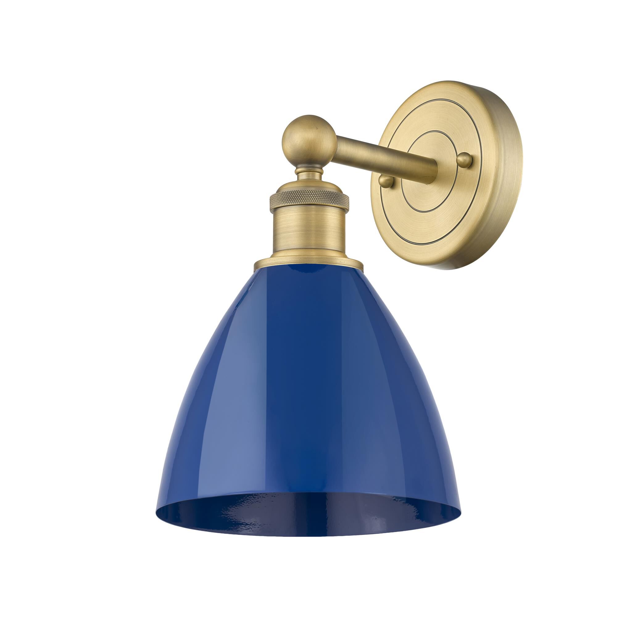 Shown in Brushed Brass finish and Blue shade