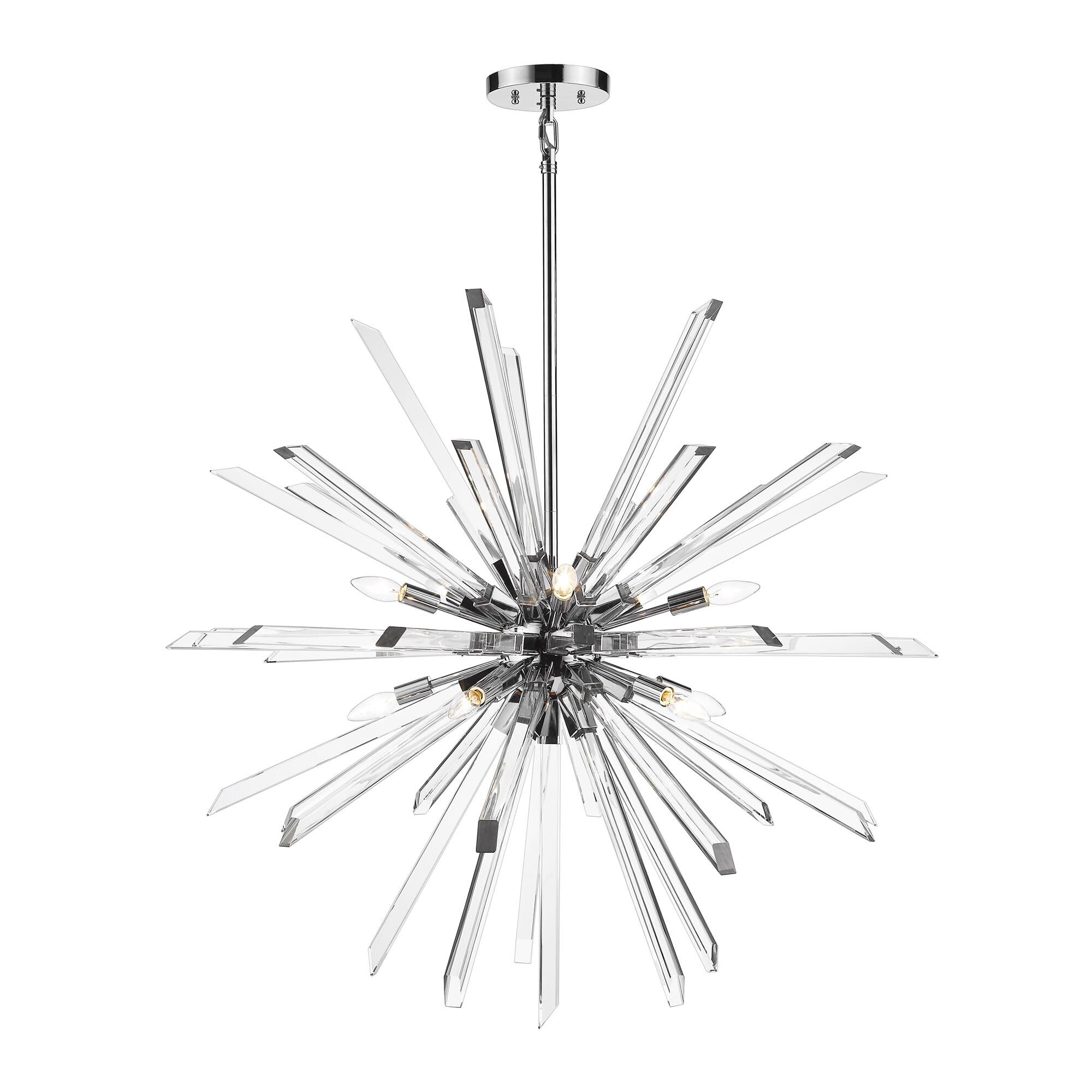 Shown in Chrome finish and Crystal glass and Crystal shade