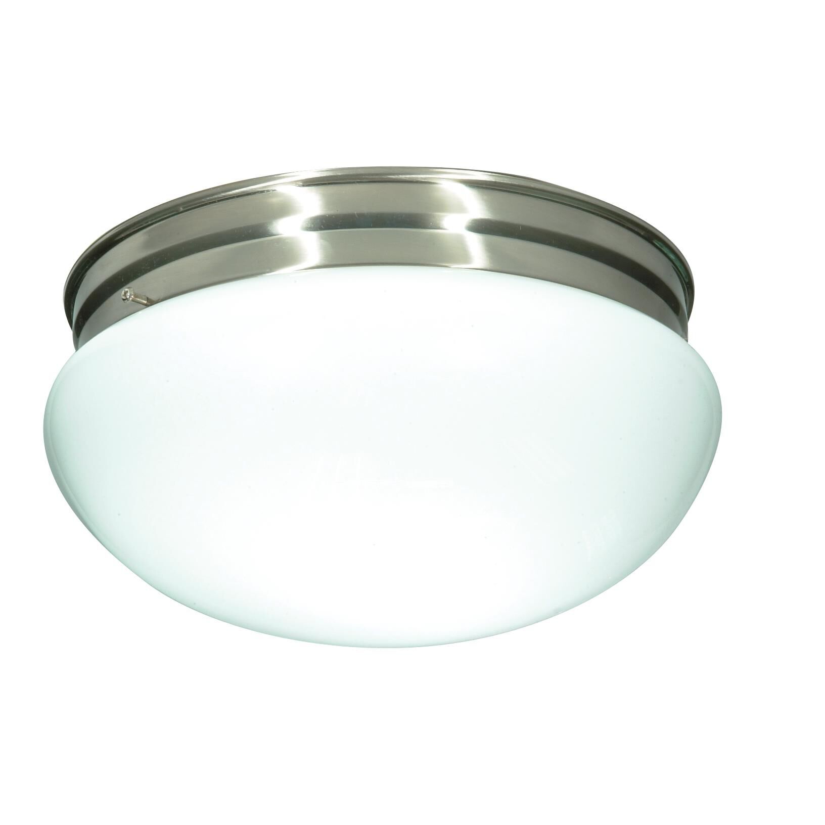 Shown in Brushed Nickel finish and Large White Mushroom glass