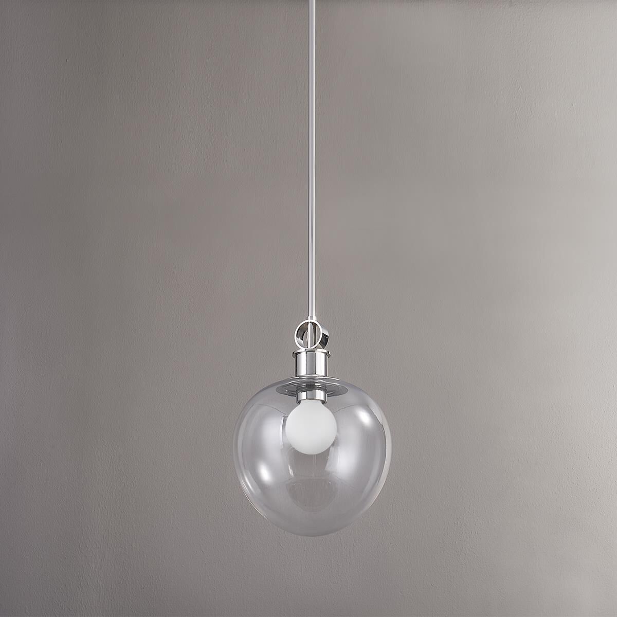 Shown in Polished Nickel finish and Clear glass