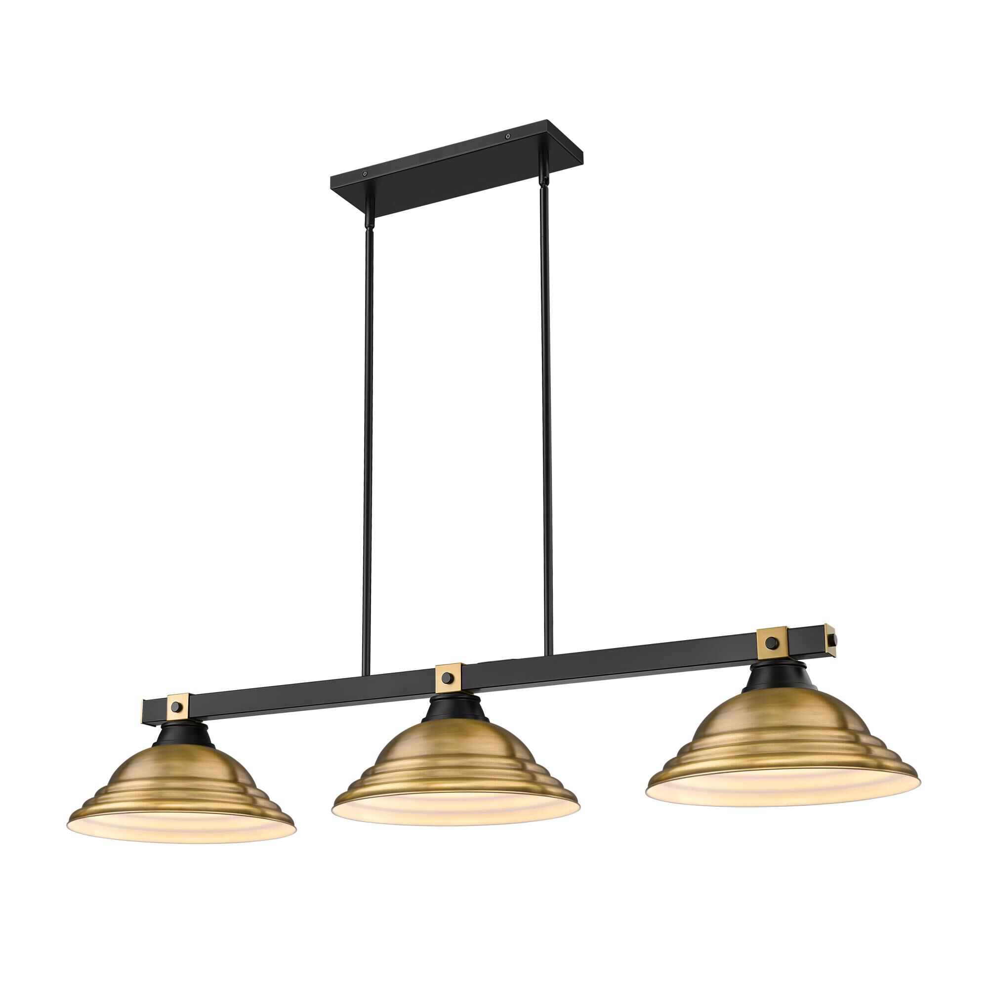 Shown in Matte Black + Rubbed Brass finish and Rubbed Brass glass and Rubbed Brass shade
