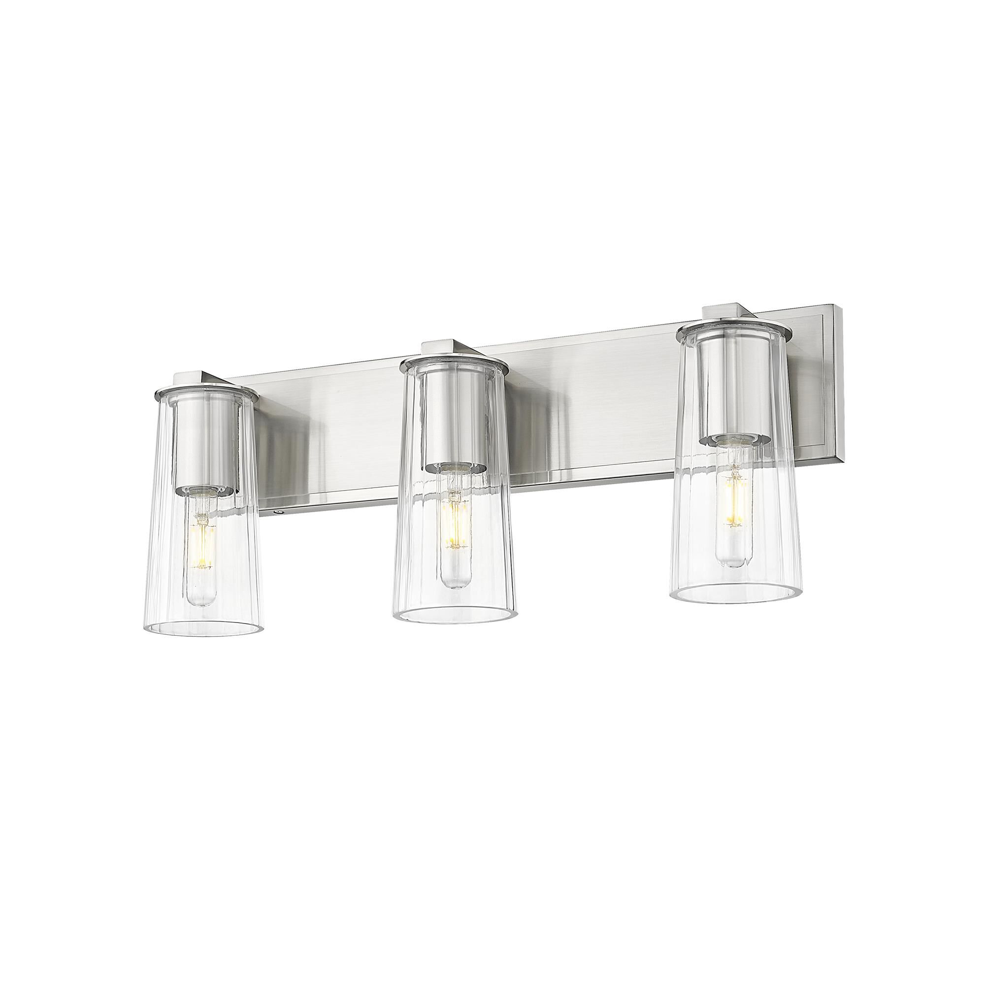 Shown in Brushed Nickel finish and Clear glass and Clear shade
