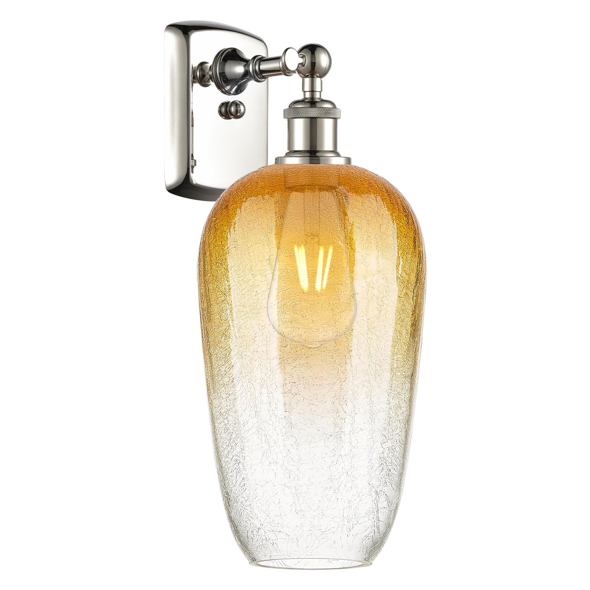 Shown in Polished Nickel finish and Amber glass