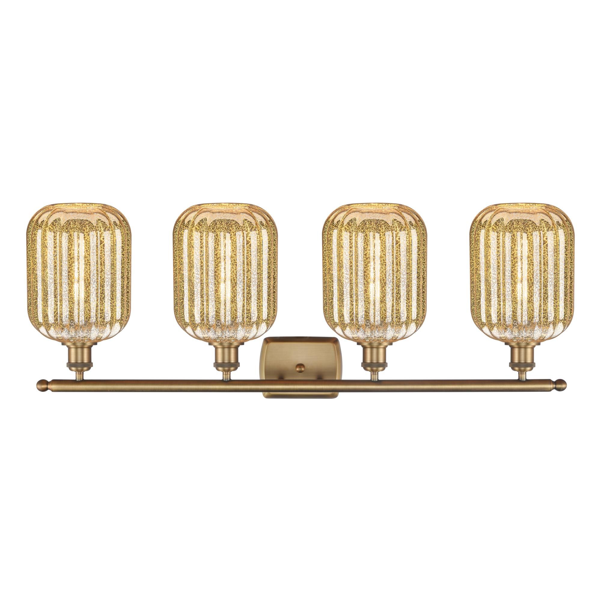 Shown in Brushed Brass finish and Mercury glass