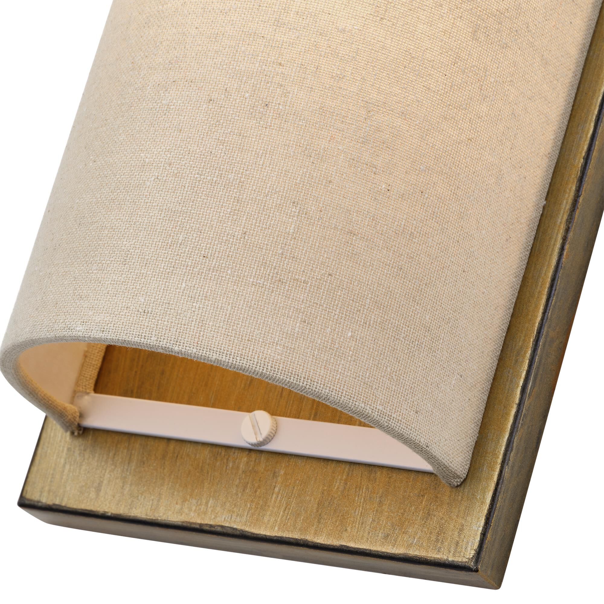Shown in Antique Gold Leaf finish and Hand Crafted Parchment Color Hardback Fabric shade