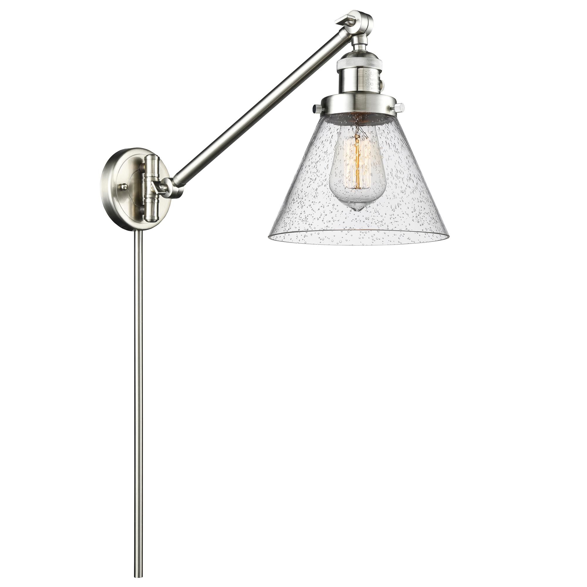 Shown in Brushed Satin Nickel finish and Seedy glass
