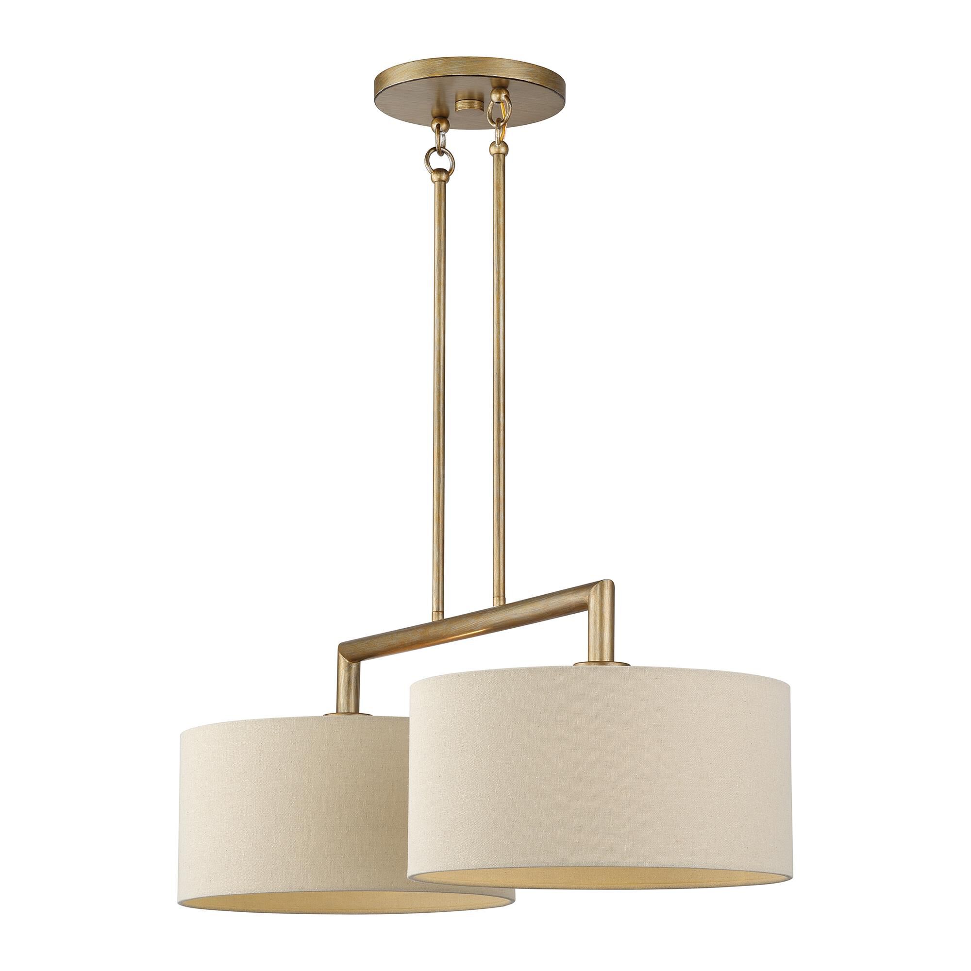 Shown in Antique Gold Leaf finish and Hand Crafted Parchment Color Hardback Fabric shade