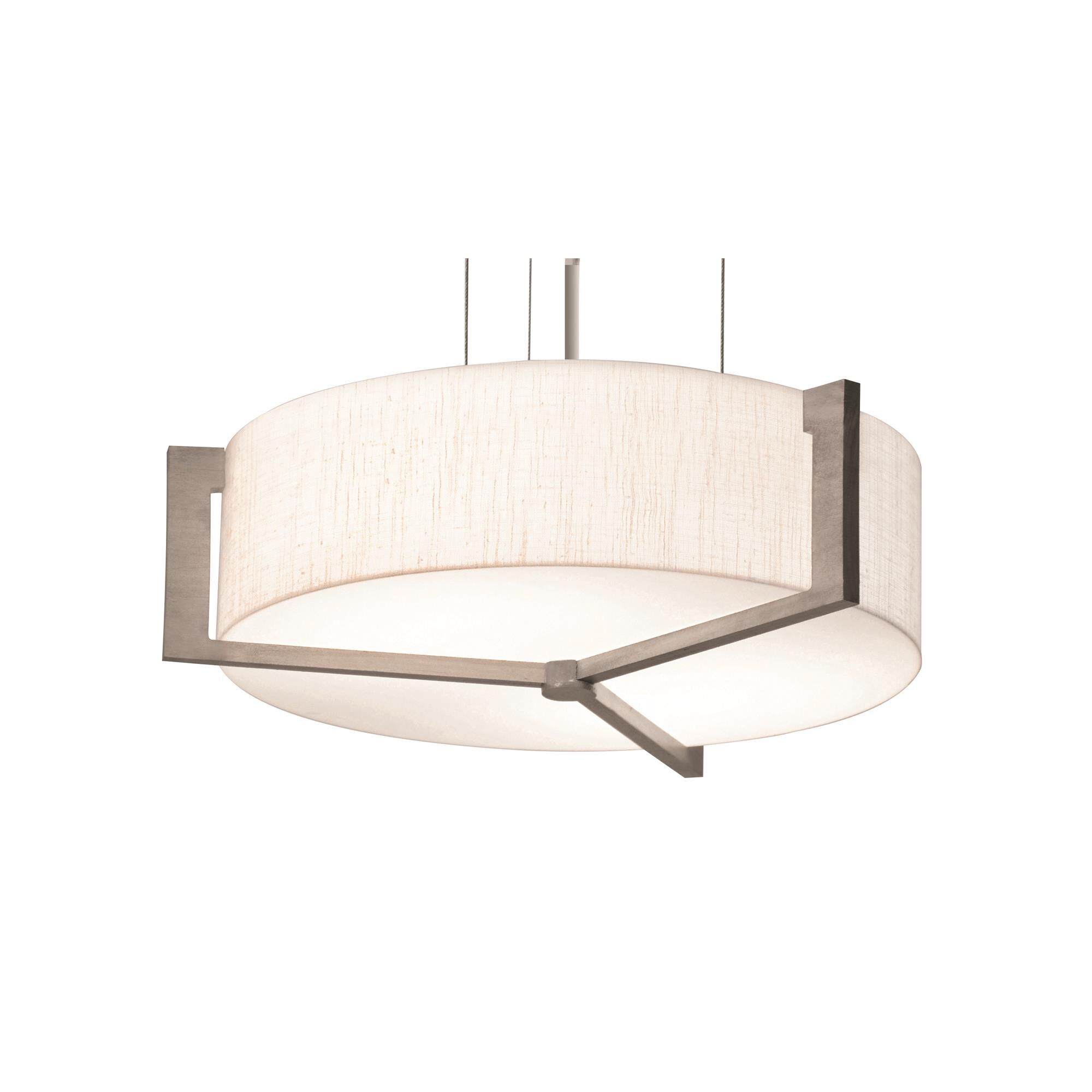 Shown in Weathered Grey finish and Linen White Fabric, Acrylic shade