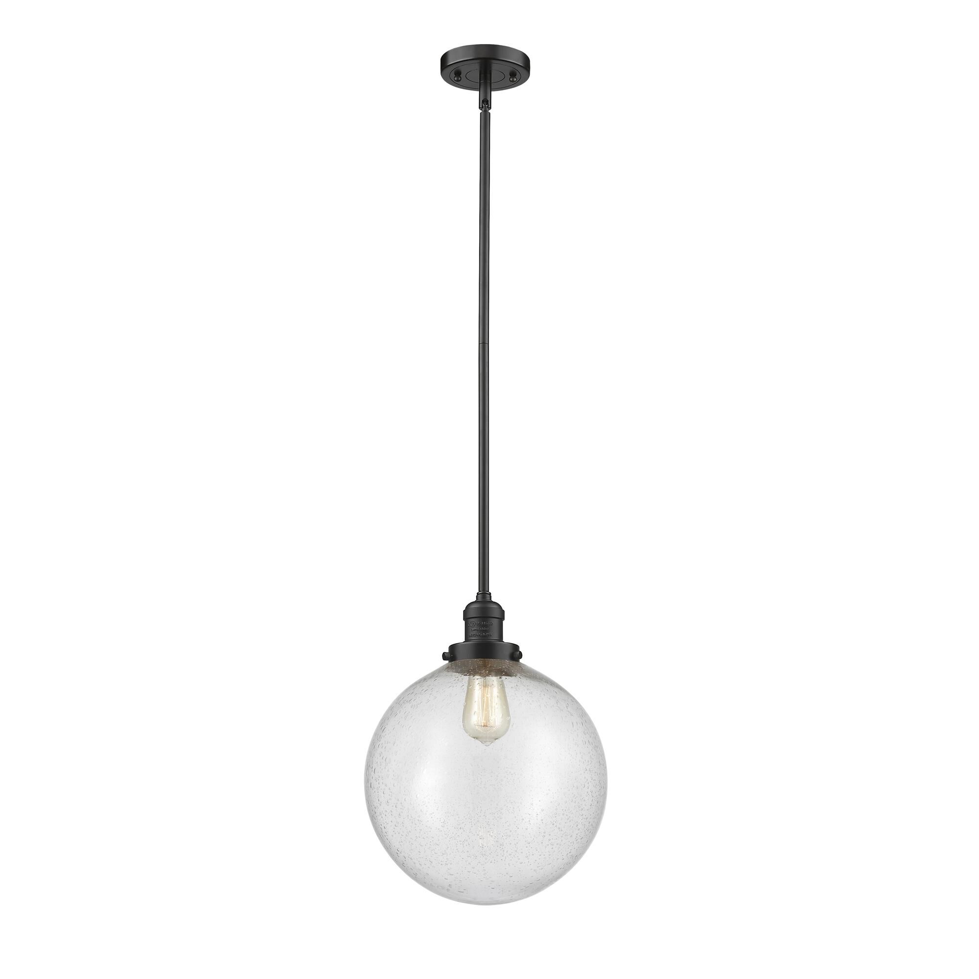 Shown in Oil Rubbed Bronze finish and Seedy Beacon glass