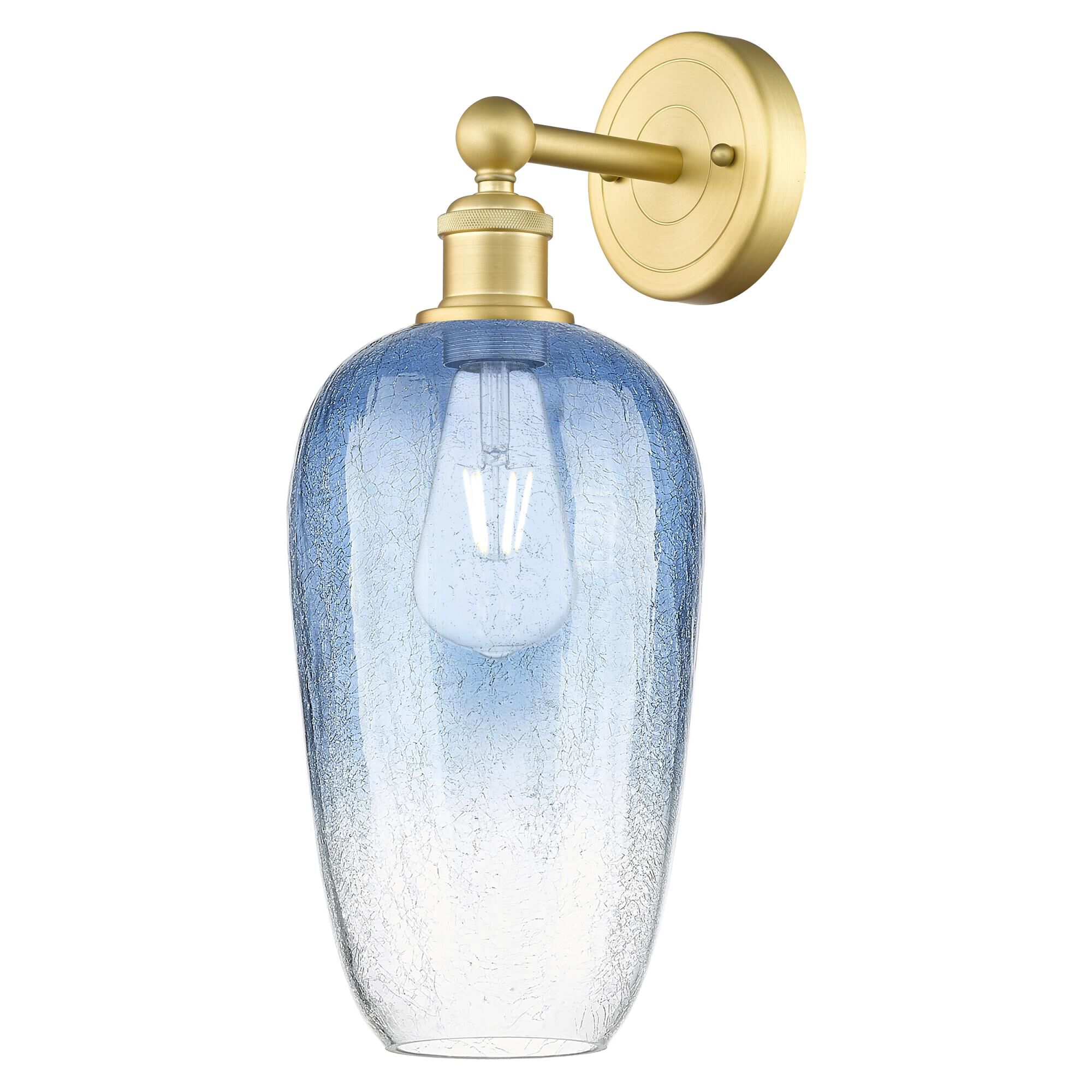 Shown in Satin Gold finish and Sapphire Blue glass