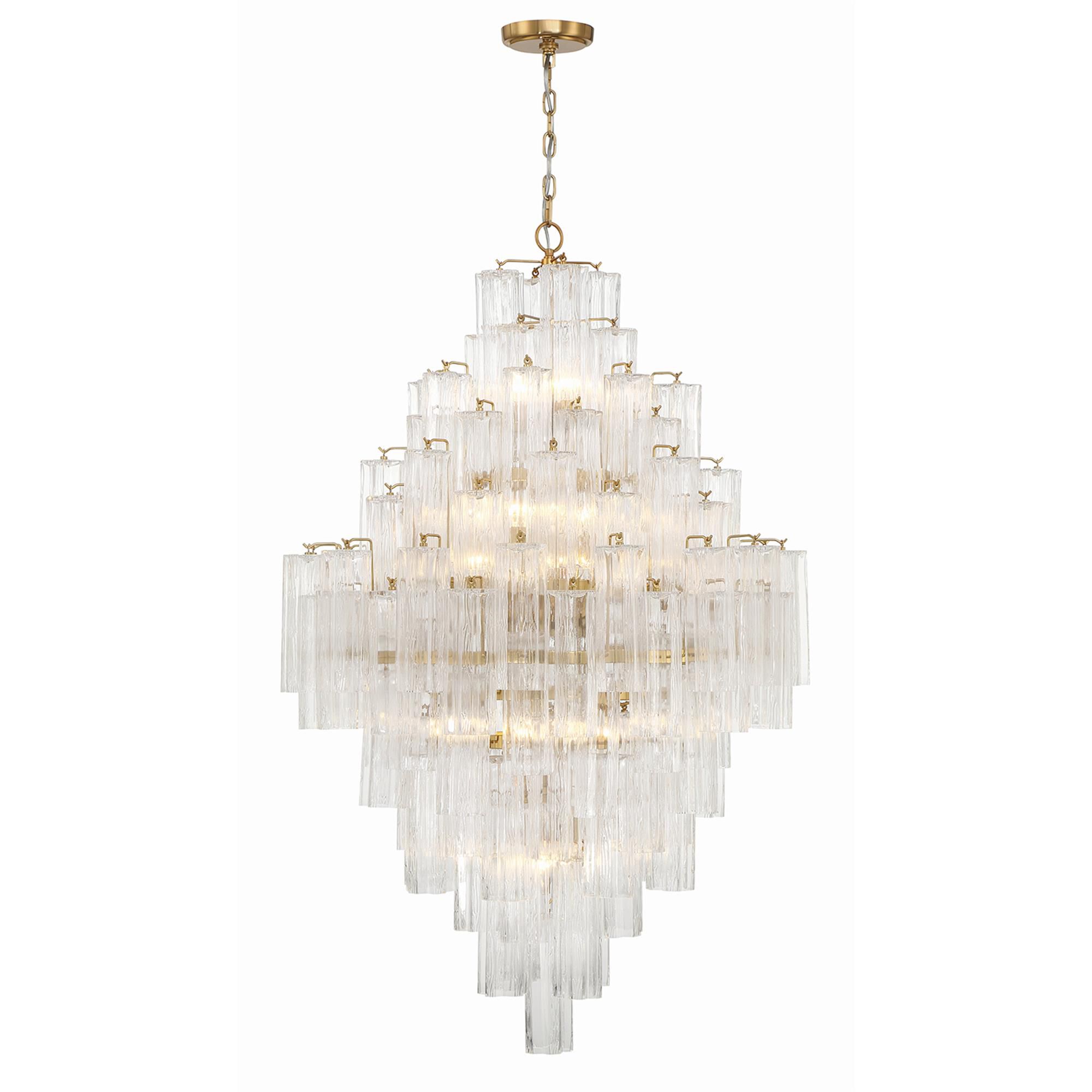 Shown in Aged Brass finish and Tronchi Glass Clear crystal
