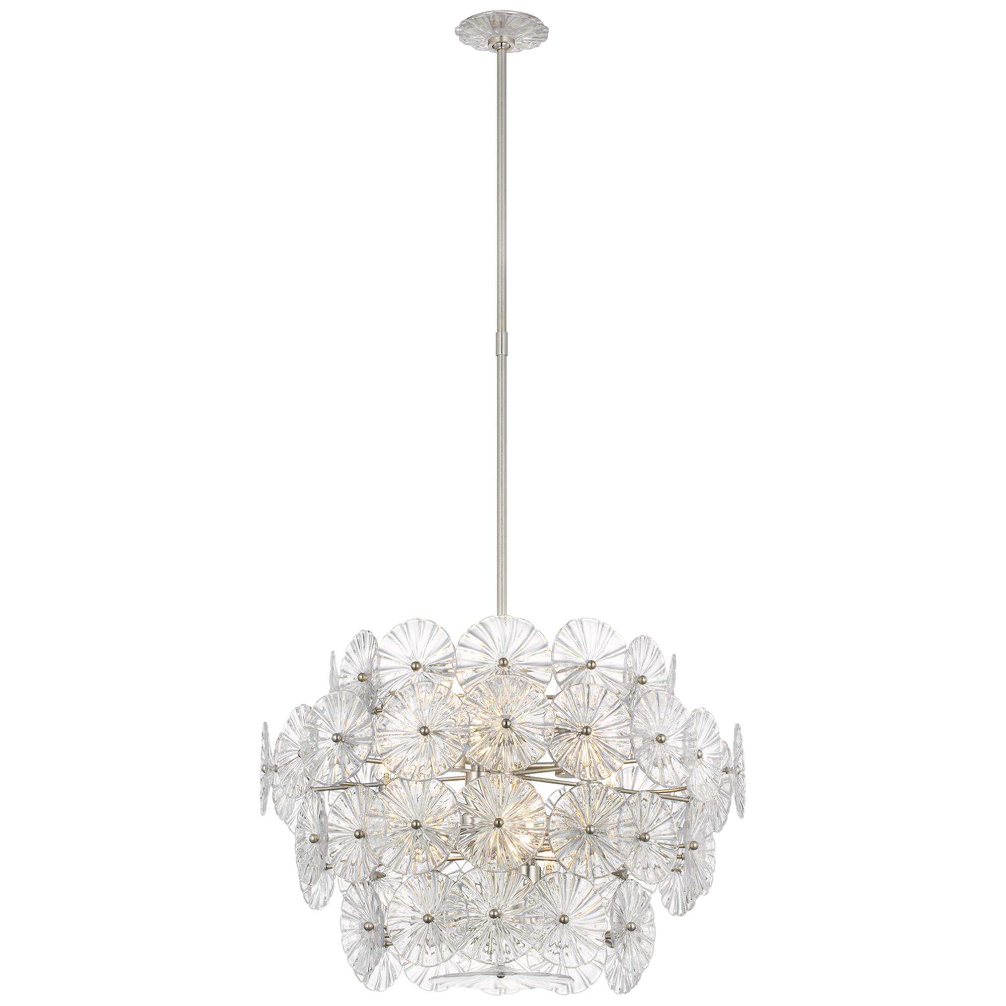 Shown in Burnished Silver Leaf finish and Clear glass