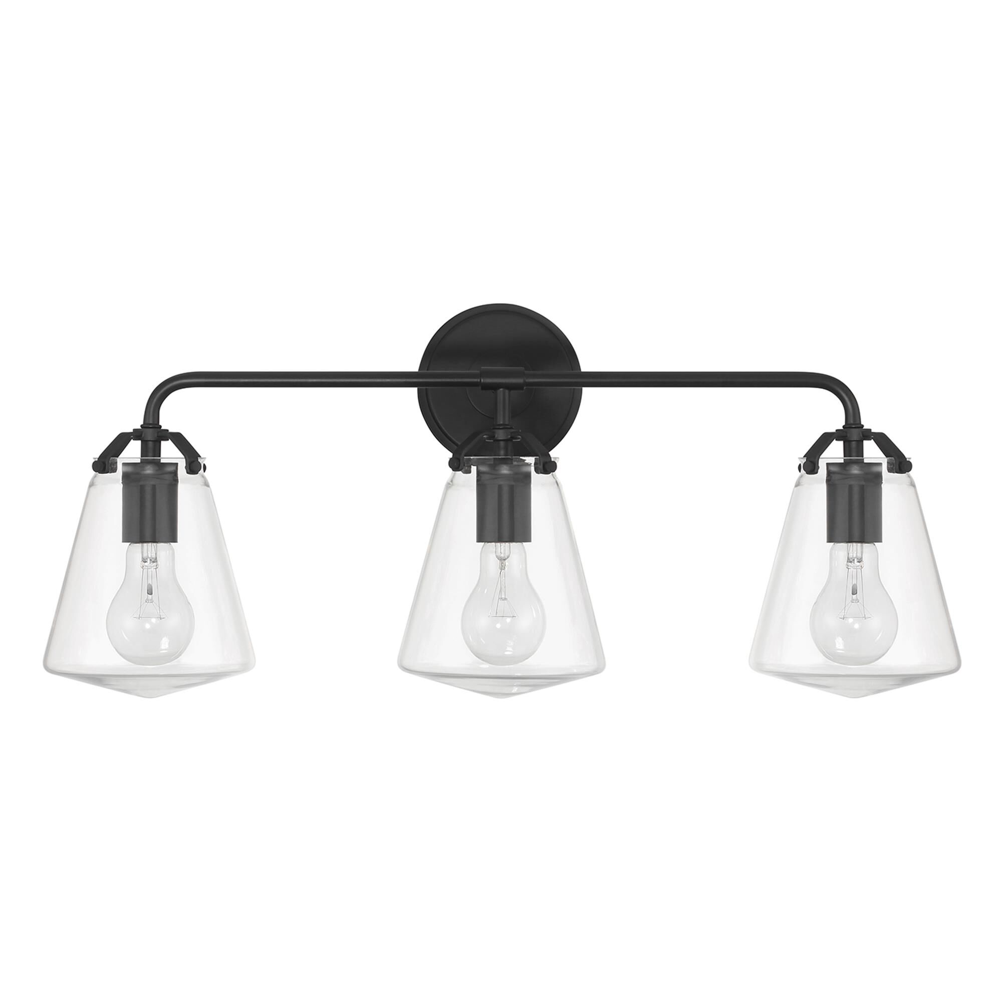 Shown in Matte Black finish and Clear glass
