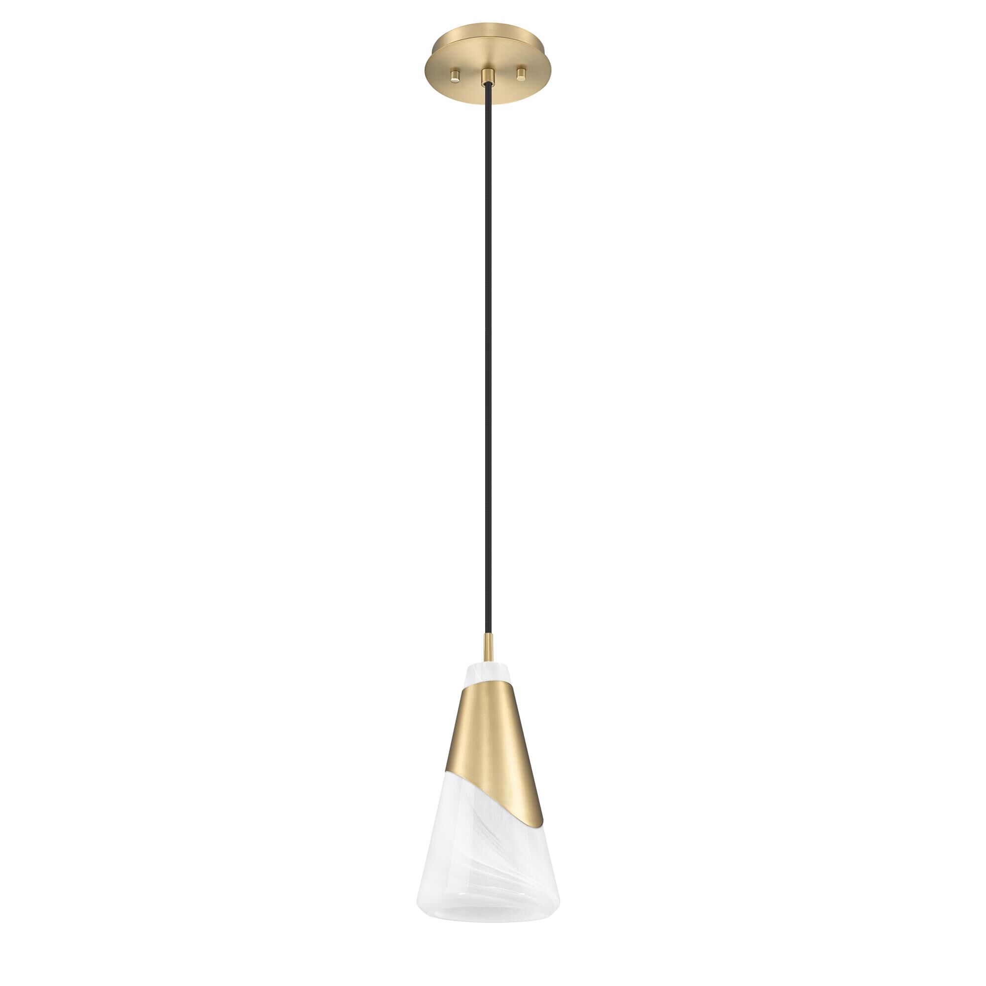 Shown in Modern Gold finish and White Swirl glass and White Swirl shade