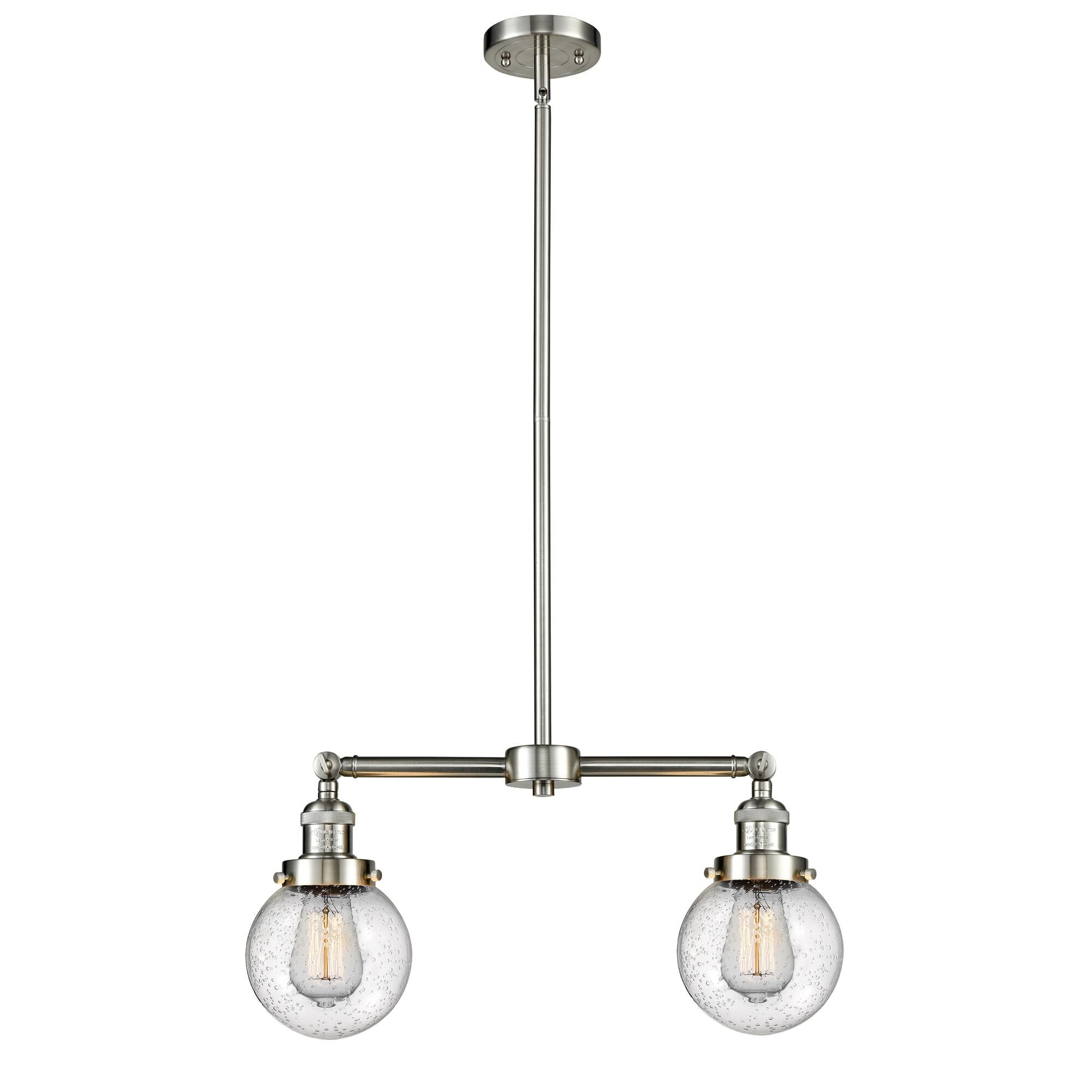 Shown in Brushed Satin Nickel finish and Seedy glass