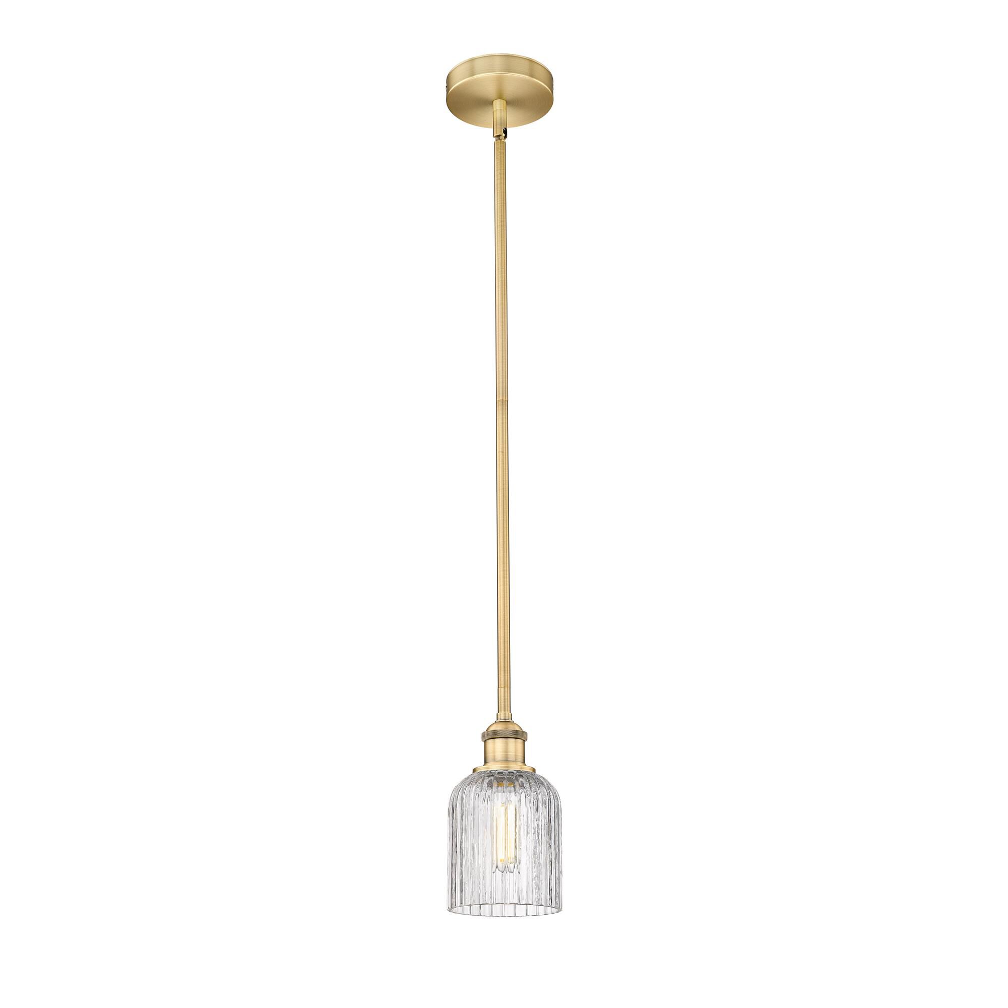 Shown in Brushed Brass finish and Clear glass