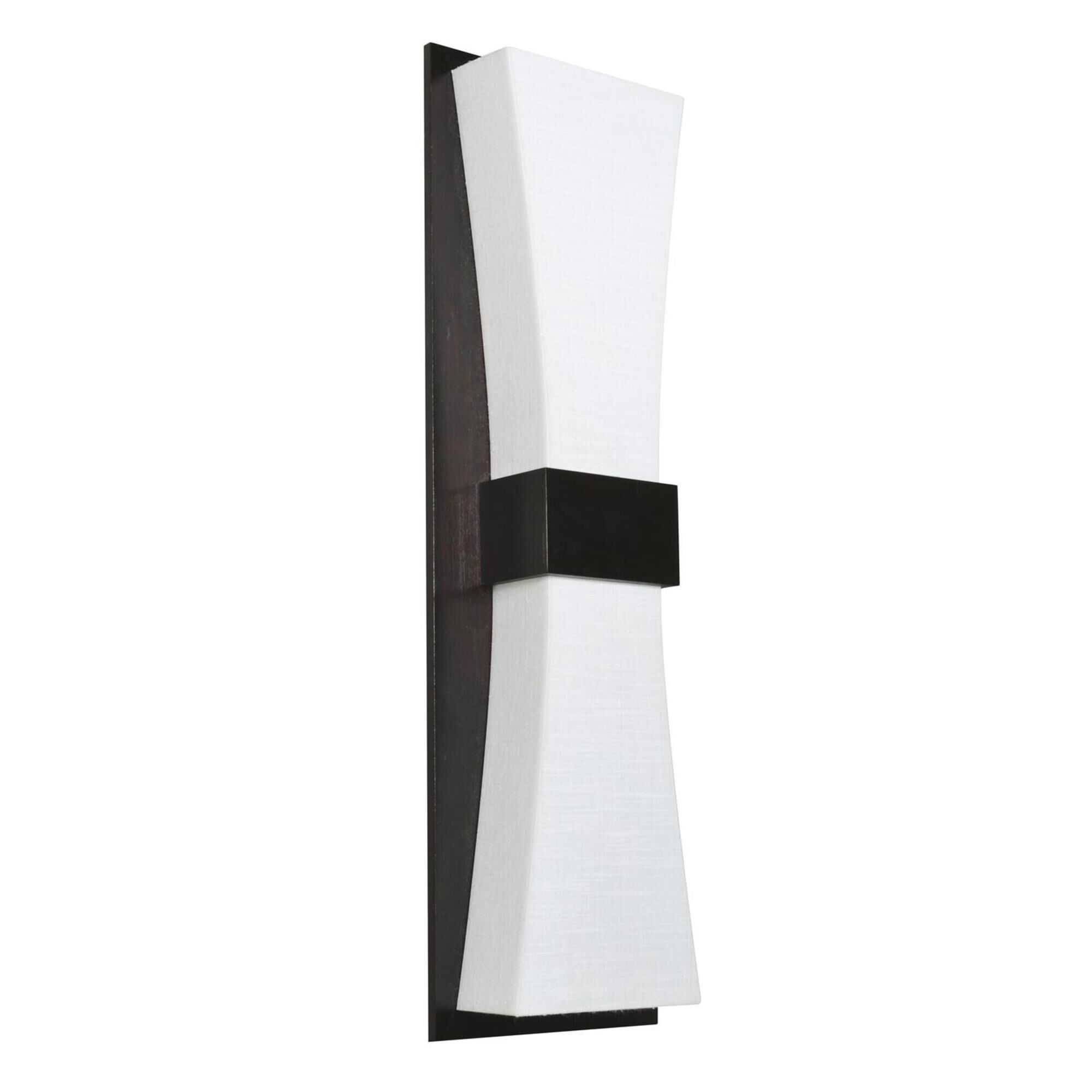 Shown in Espresso finish and Linen White Fabric, Acrylic shade and No Accent accent