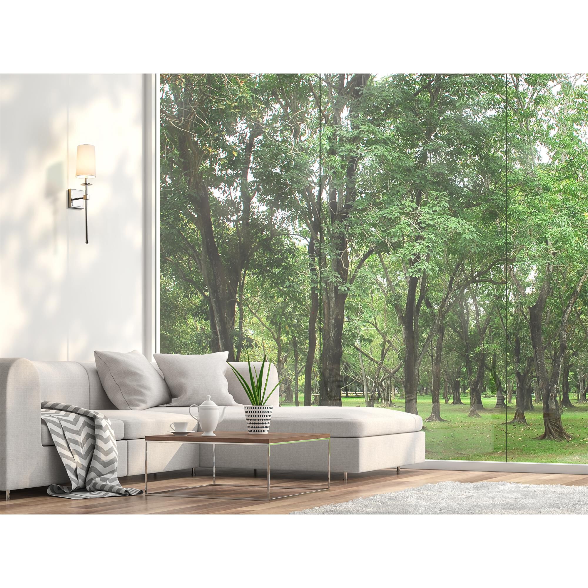 Shown in Polished Nickel finish and Fabric glass and Fabric shade
