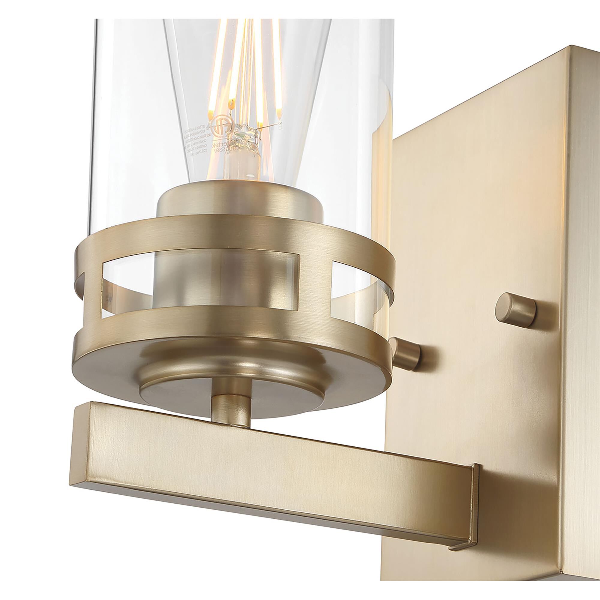 Shown in Modern Gold finish and Clear glass