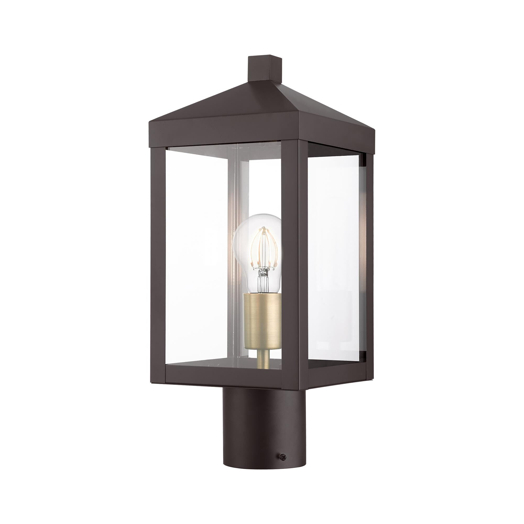 Shown in Bronze With Antique Brass Cluser finish and Clear glass and Clear Glass shade