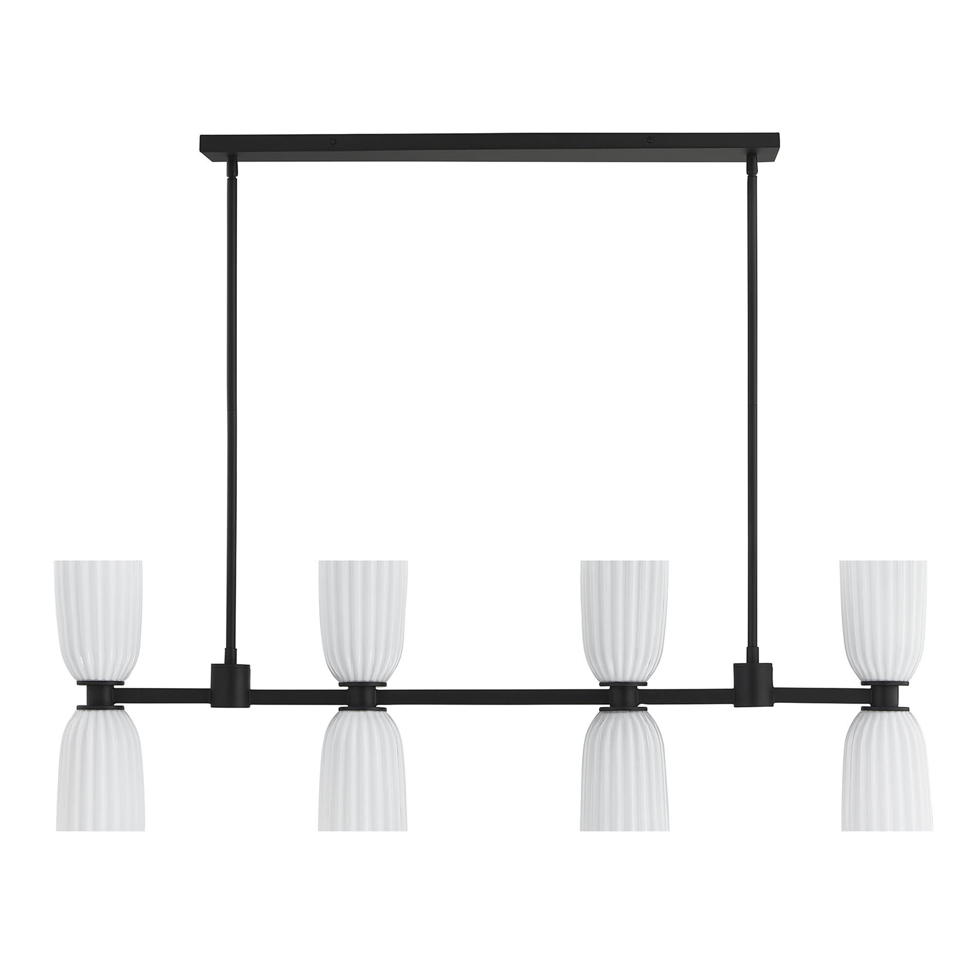 Shown in Matte Black finish and White Opal Ribbed glass