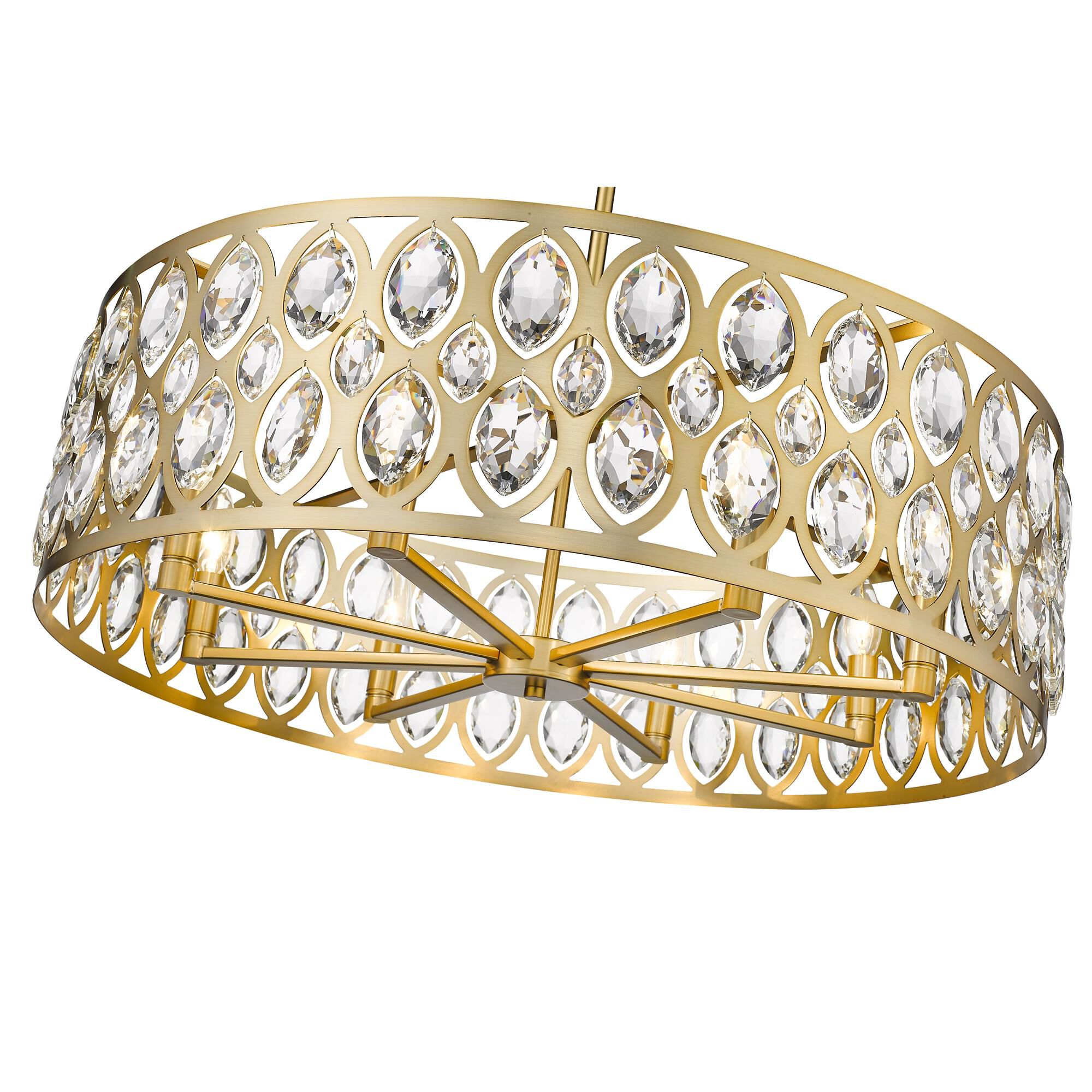 Shown in Heirloom Brass finish and Steel + K9 Crystal glass and Steel + K9 Crystal shade