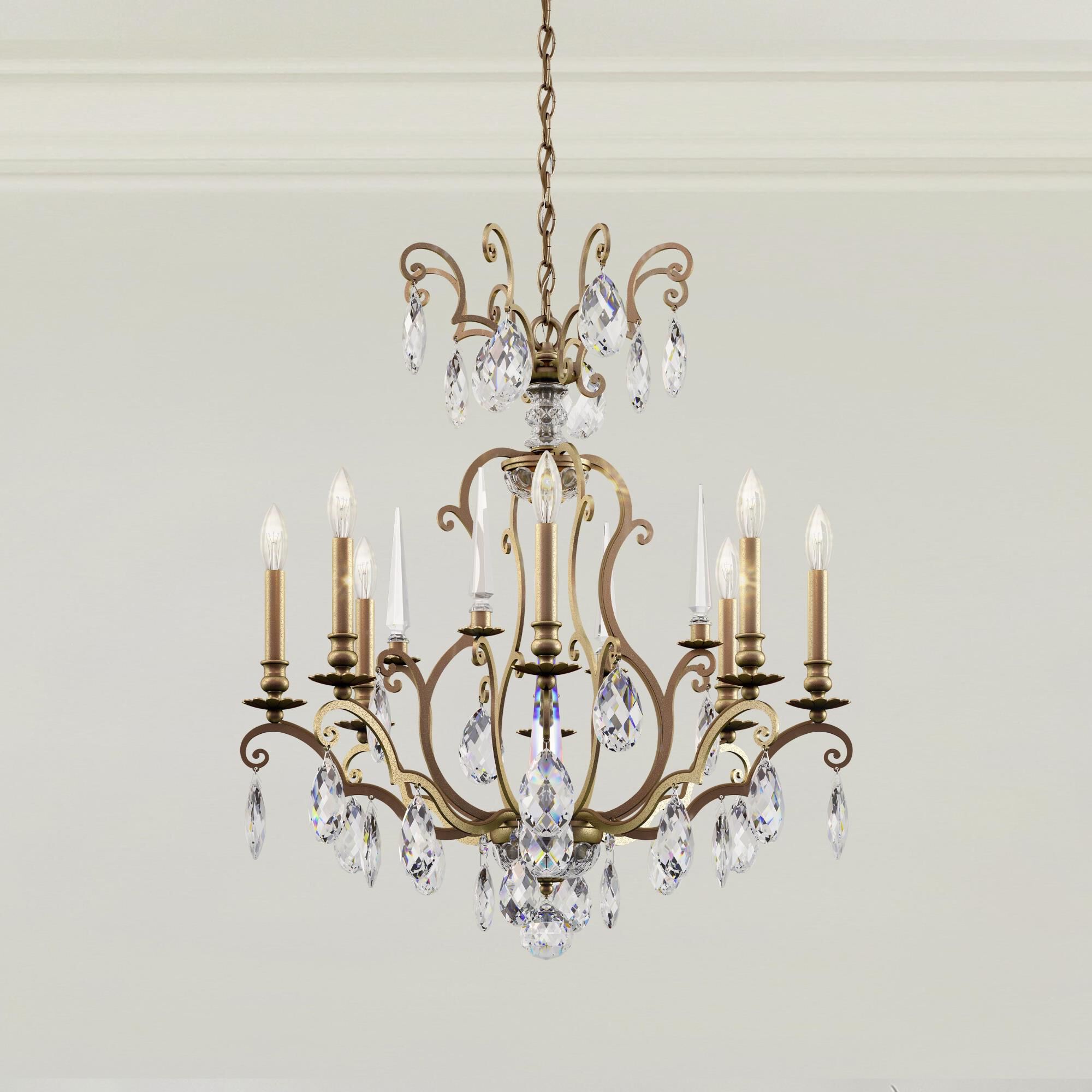 Nouveau 32 Inch 8 Light Chandelier by Schonbek