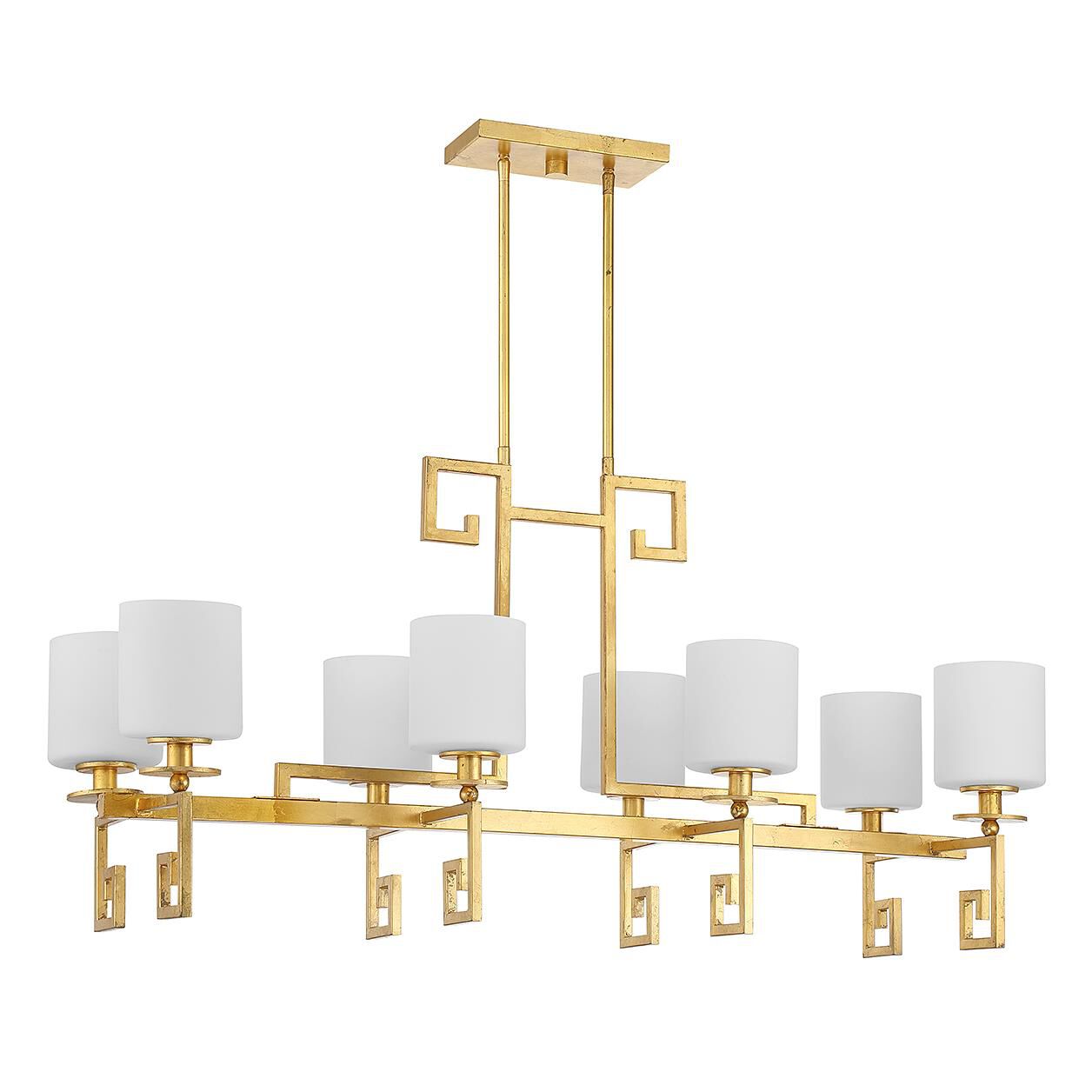 Shown in True Gold finish and White Opal glass