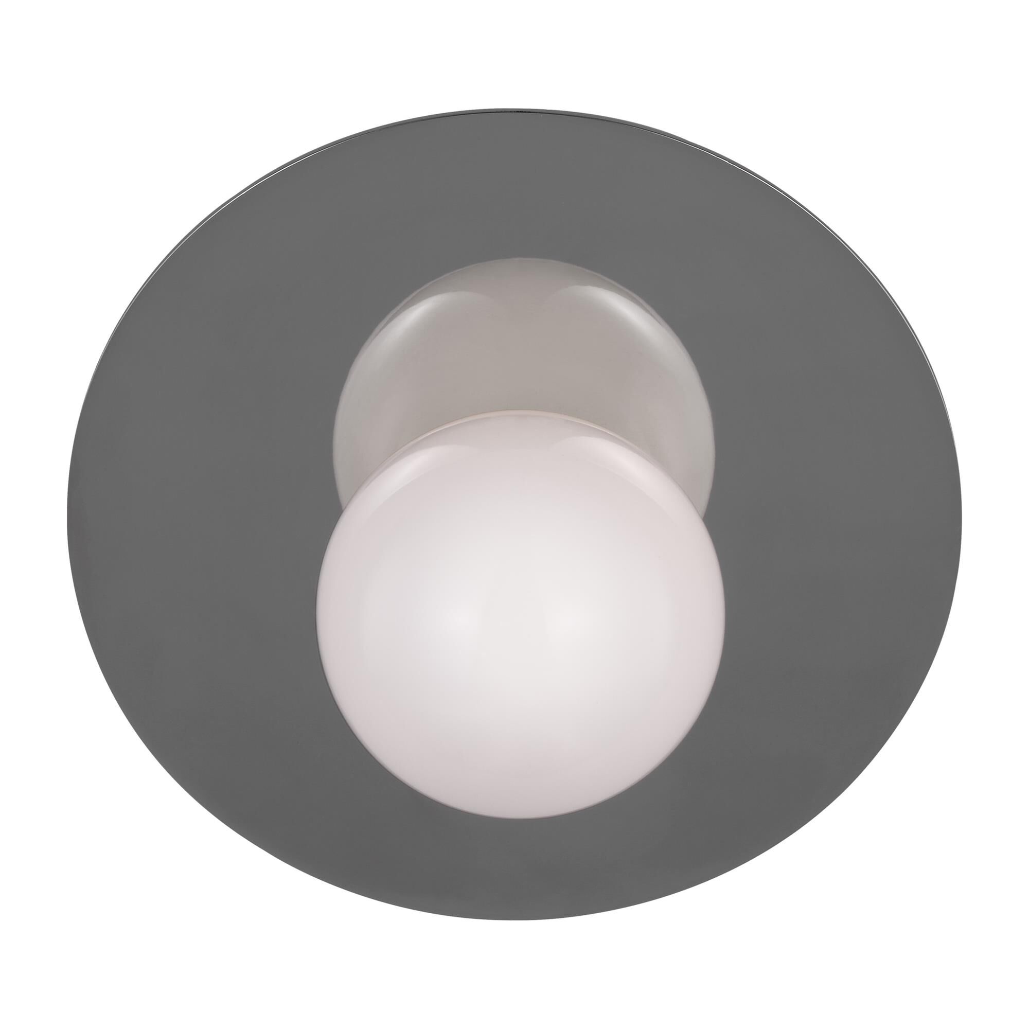 Shown in Polished Nickel finish and White Glass shade