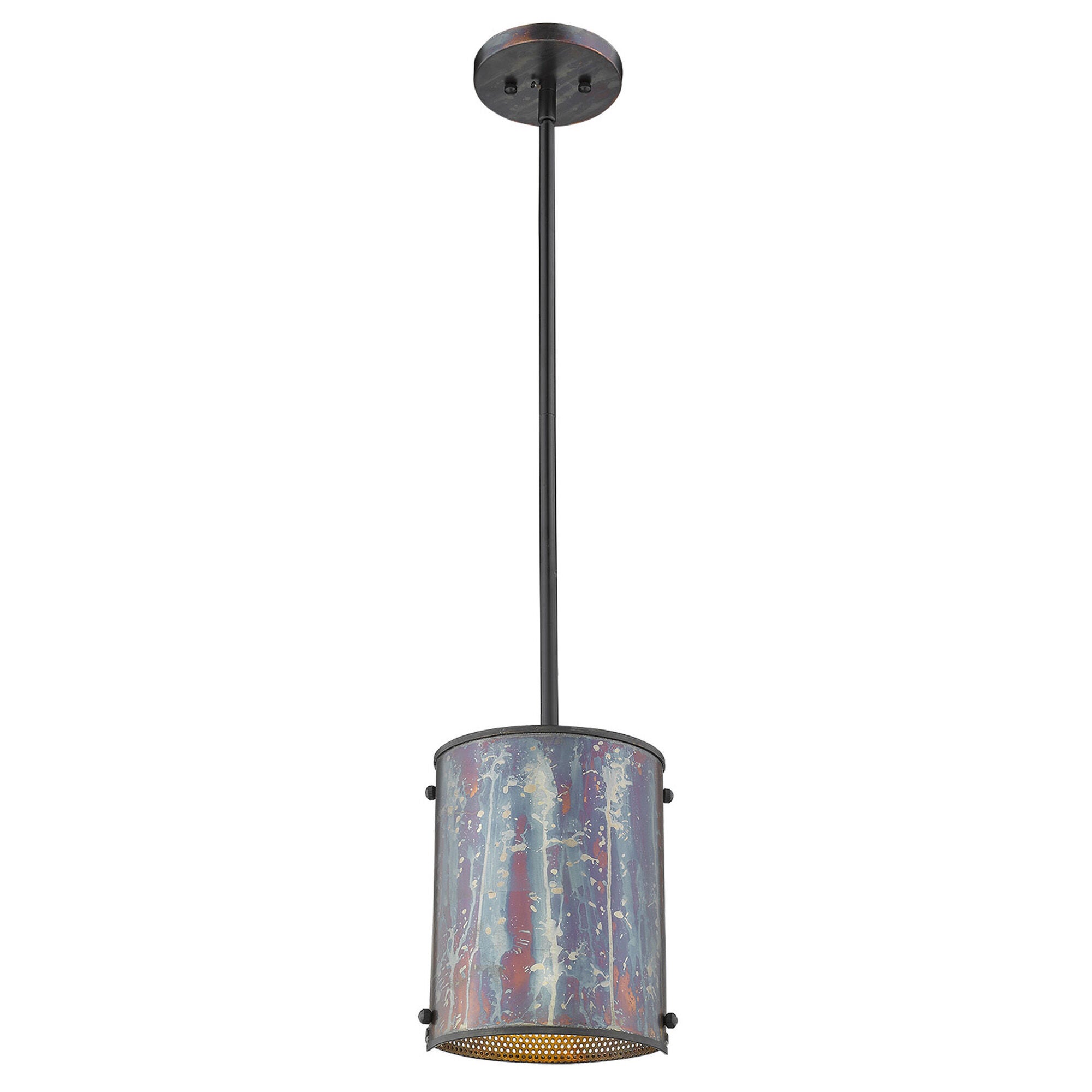 Shown in Bronze Patina finish and Bronze Patina glass and Bronze Patina, Metal Drum shade