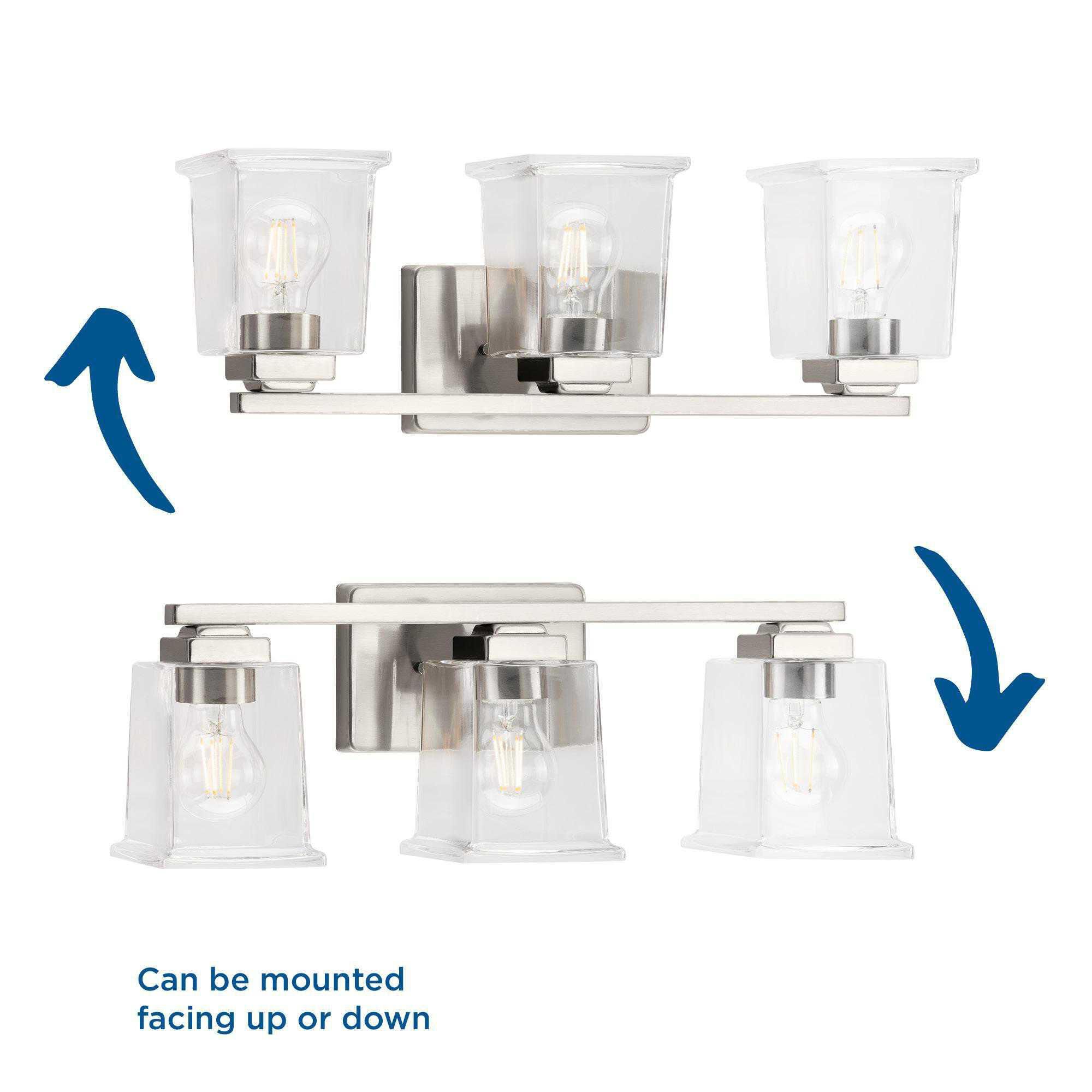 Shown in Brushed Nickel finish and Clear glass