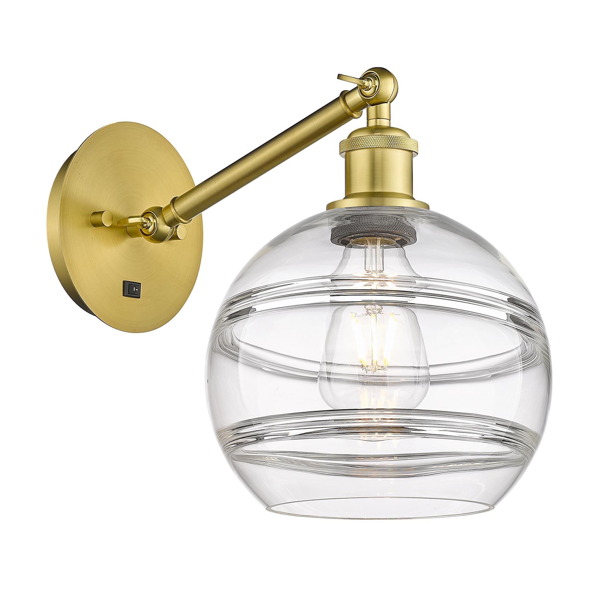 Shown in Satin Gold finish and Clear glass