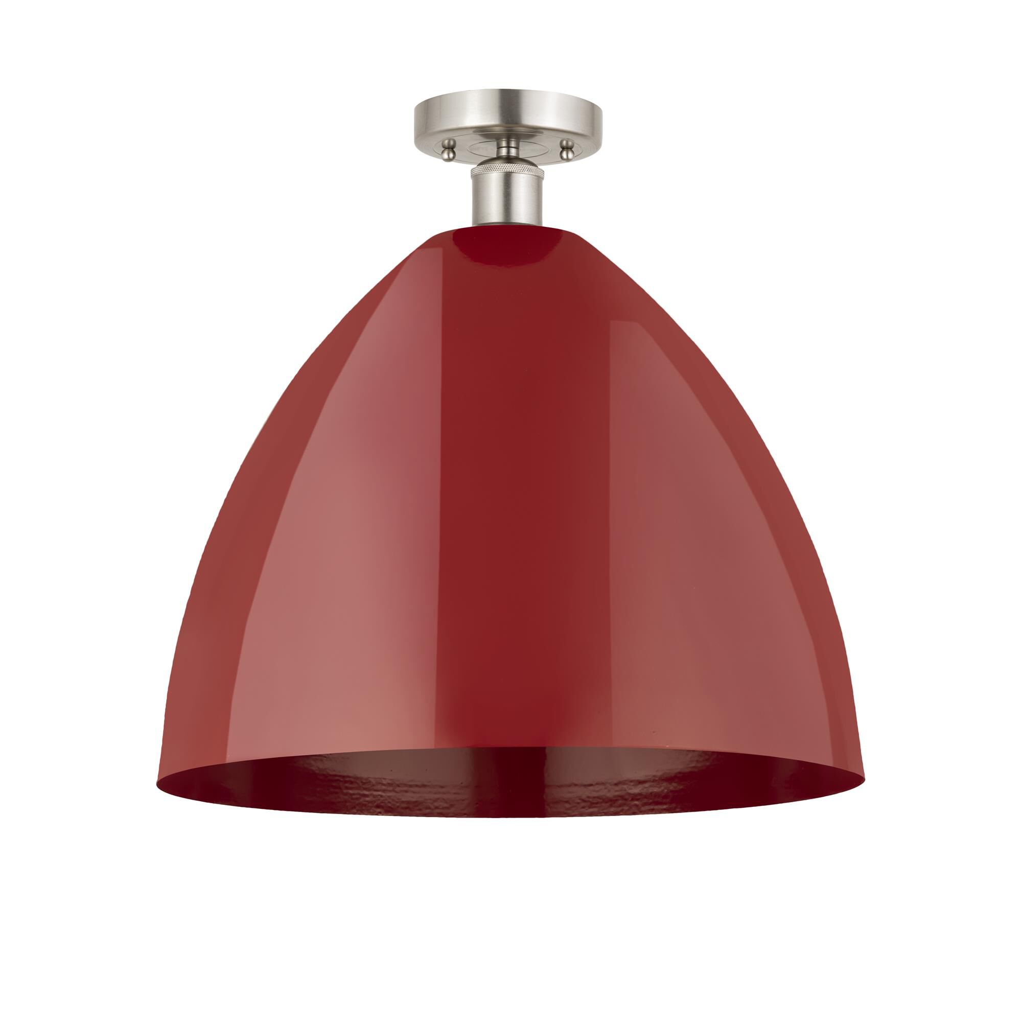 Shown in Brushed Satin Nickel and Red finish and Red Metal shade