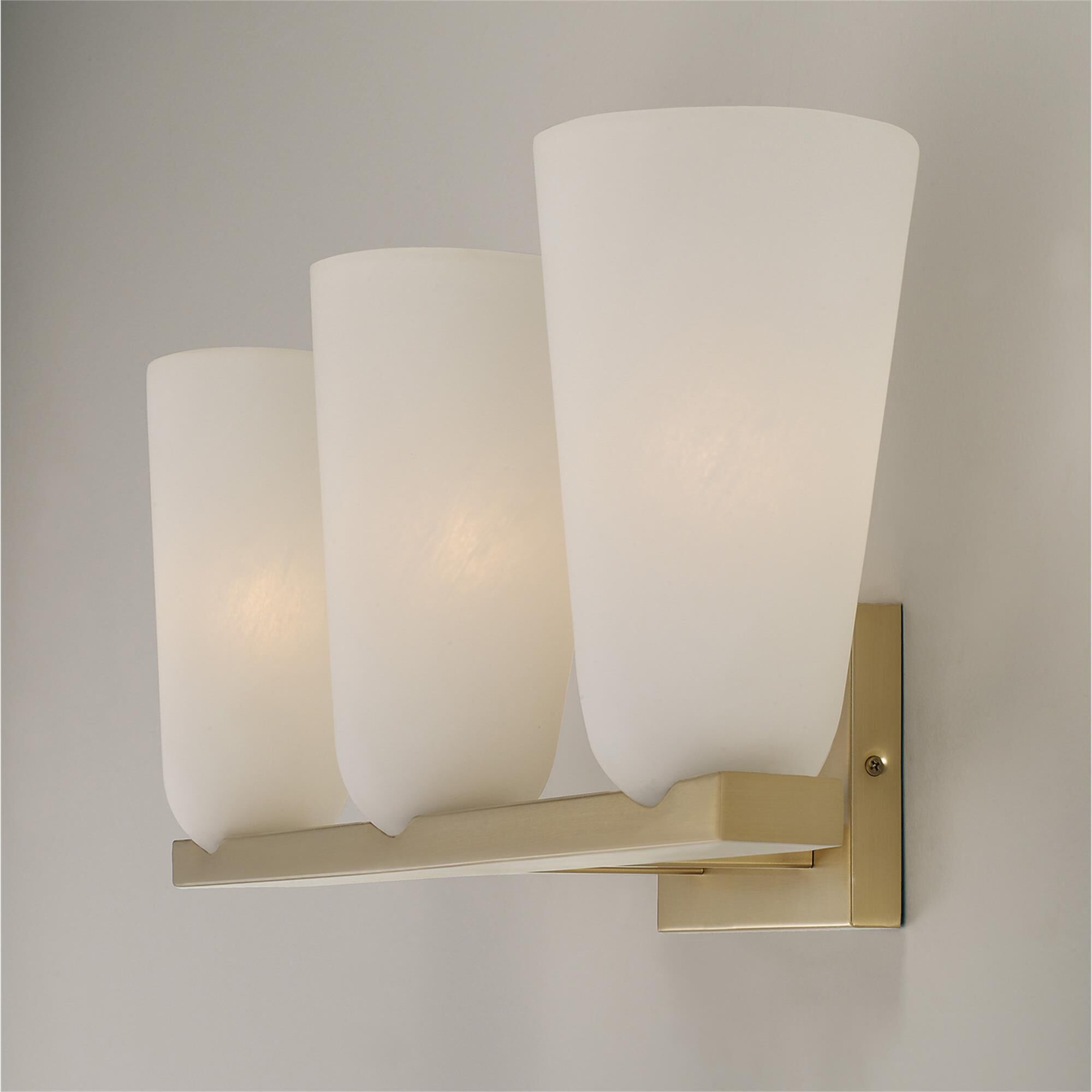 Shown in Matte Brass finish and Faux Alabaster glass