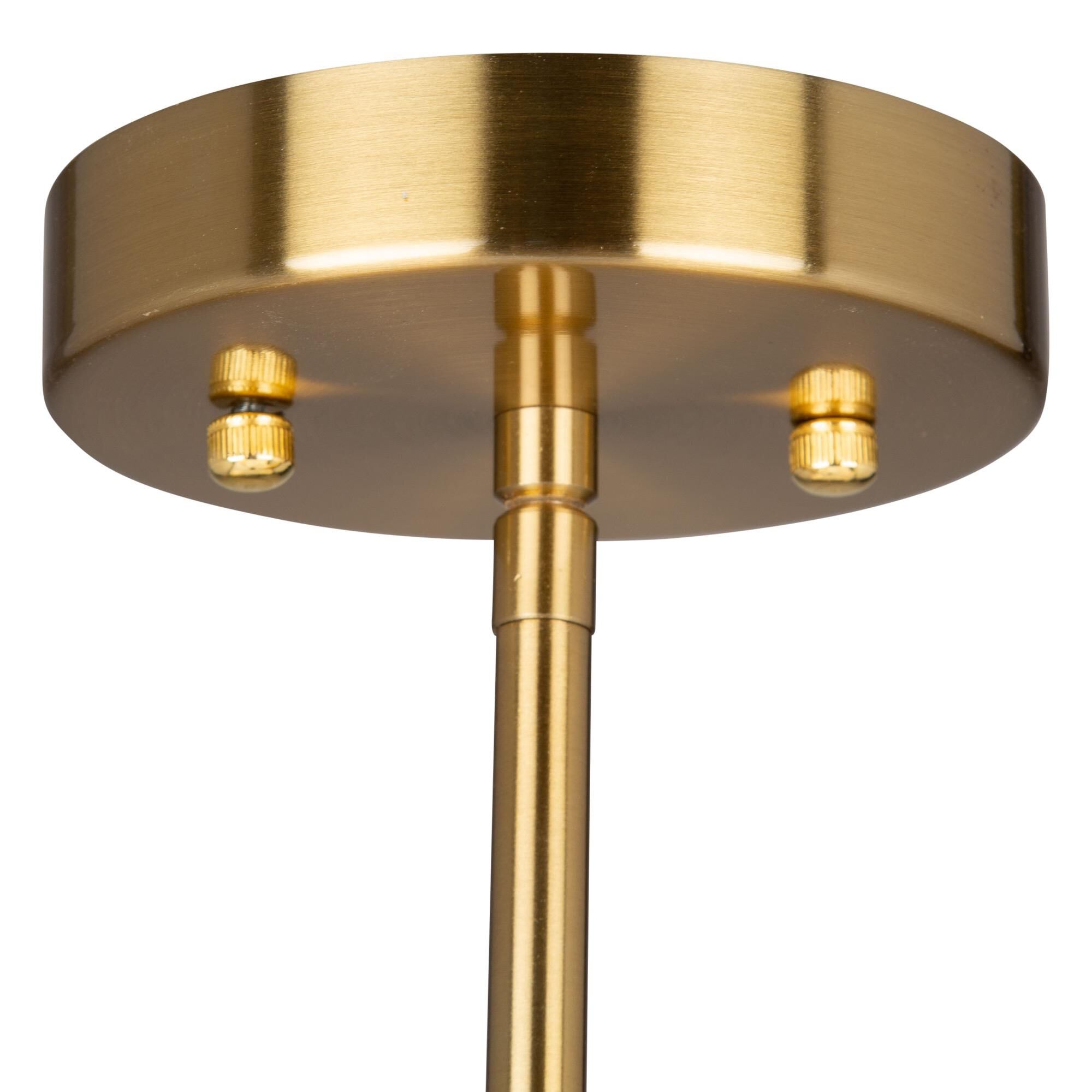 Shown in Brushed Gold finish and White Linen shade