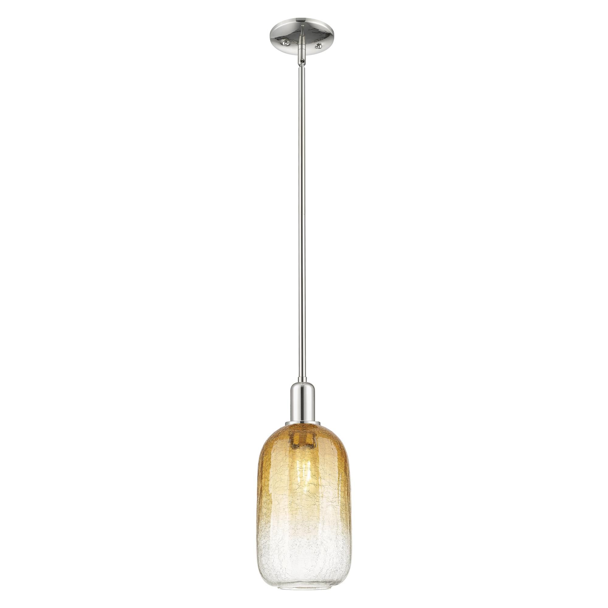 Shown in Polished Nickel finish and Amber glass